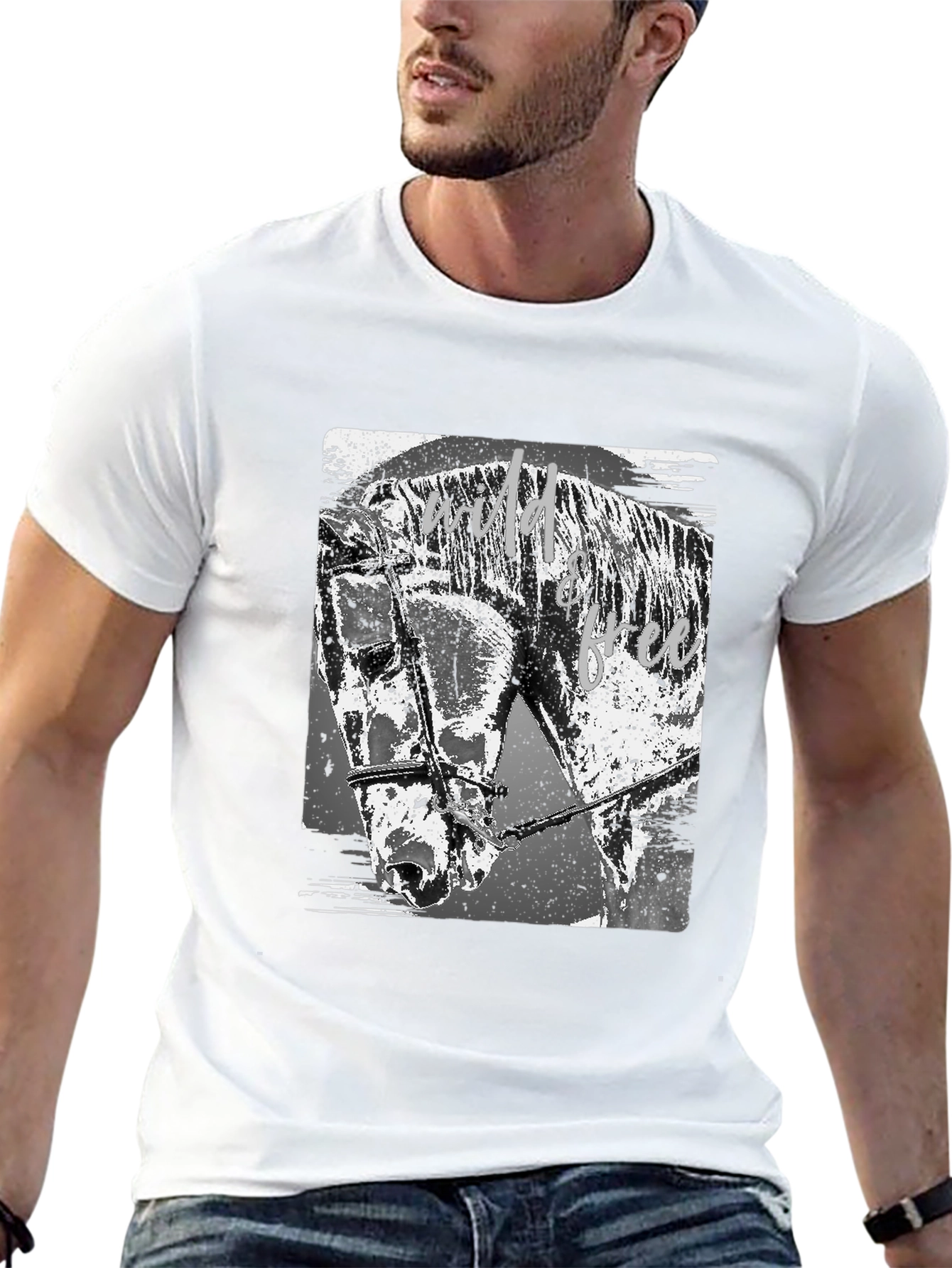 Black Wild & Free Horse Graphic Tee - Black view 13