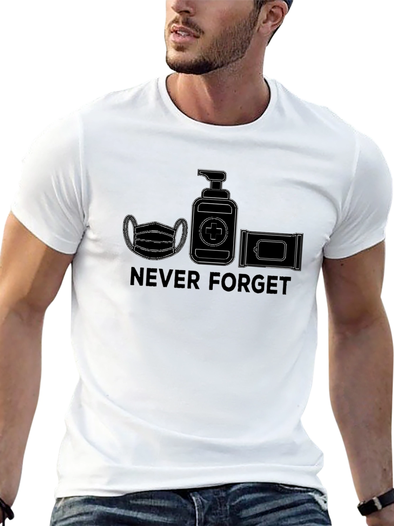 Black Never Forget T-Shirt - Mask, Sanitizer, Wipes Graphic Tee view 13