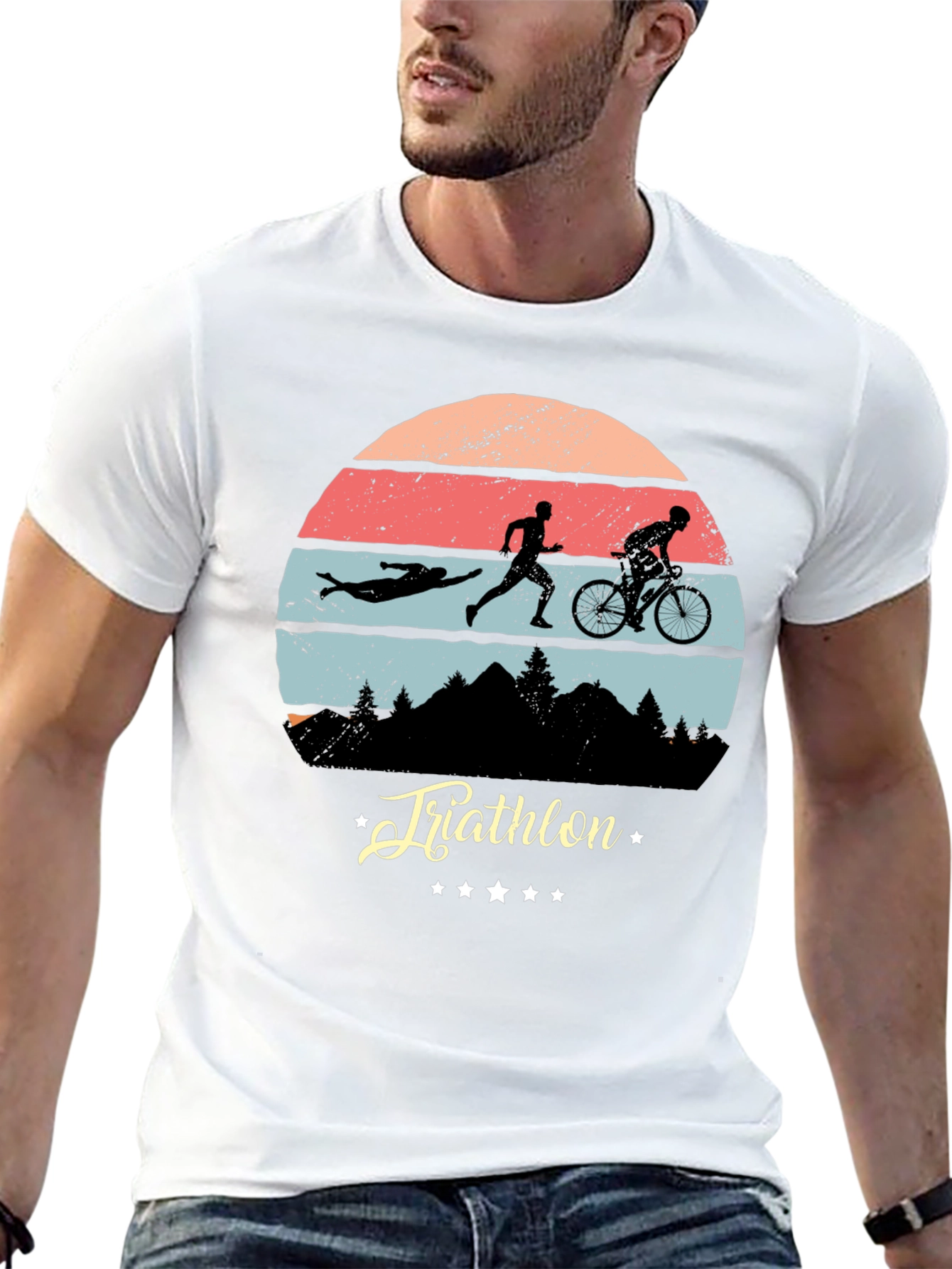 Black Triathlon Silhouette T-Shirt view 13