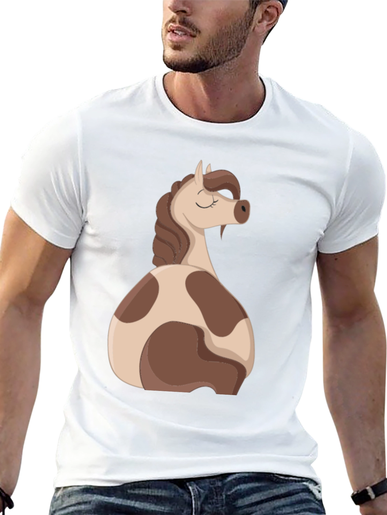 Black Horse Cartoon Graphic Black T-Shirt view 13