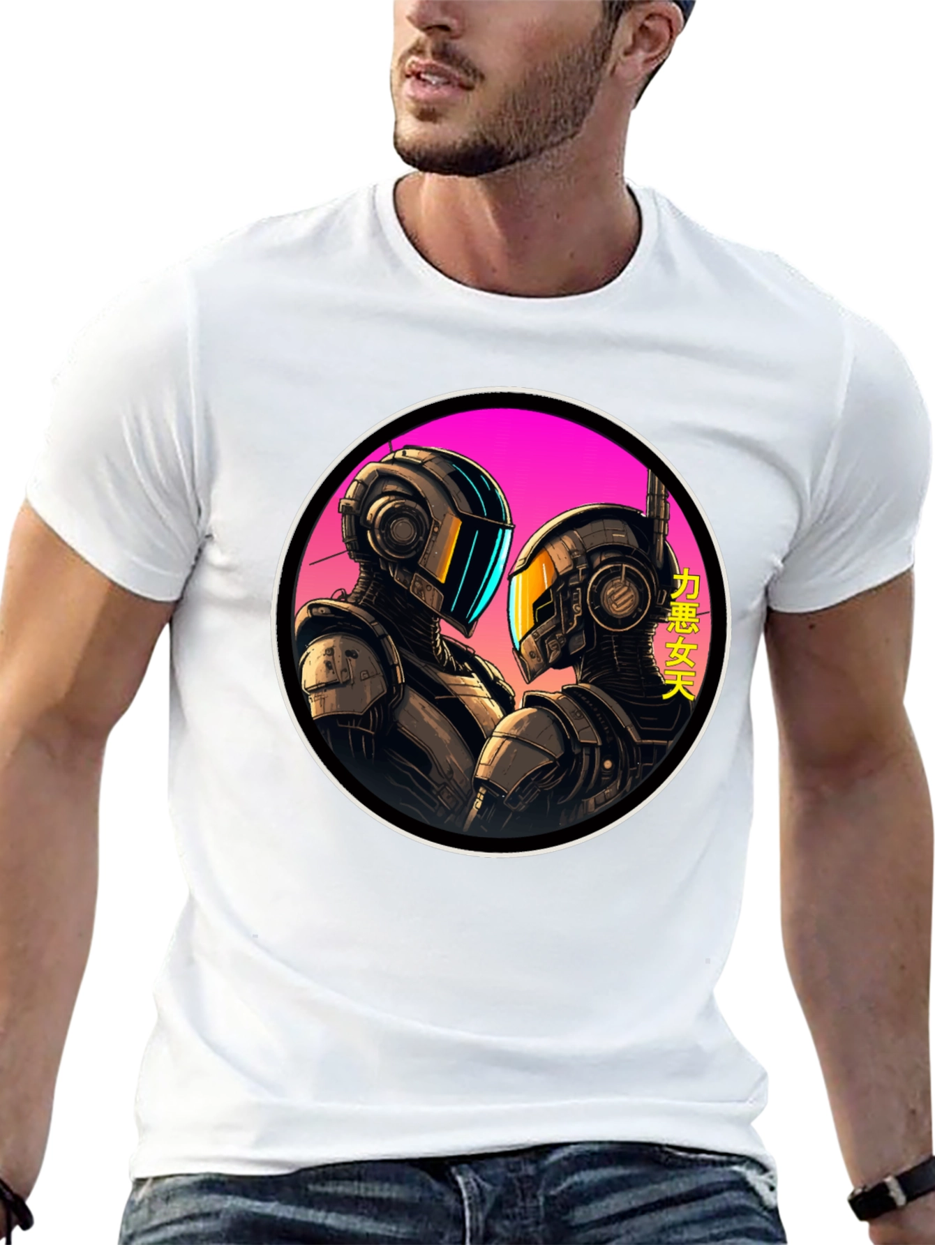 Black Cyberpunk Robots T-Shirt - Sci-Fi Graphic Tee view 13