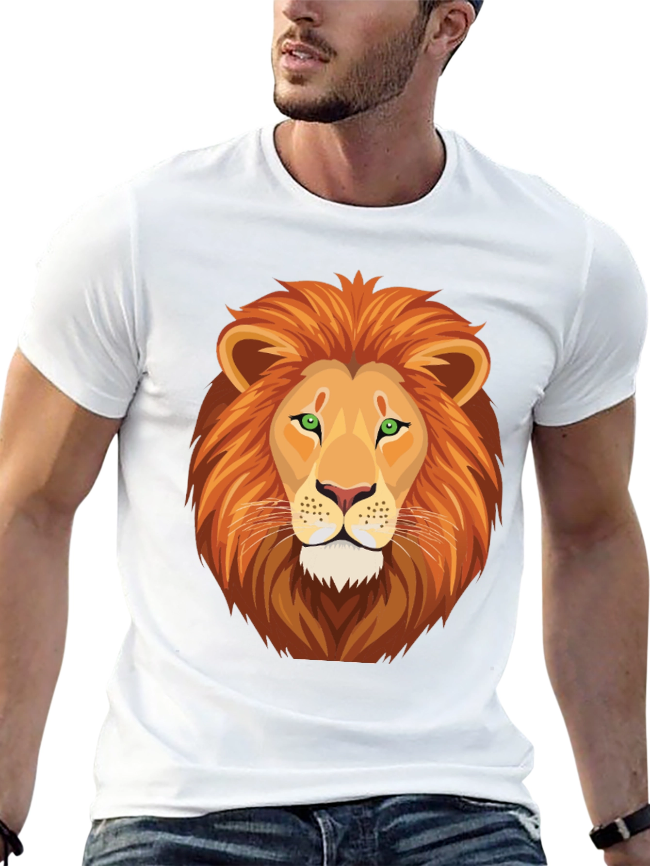 Black Lion Graphic Print Crew Neck T-Shirt view 13