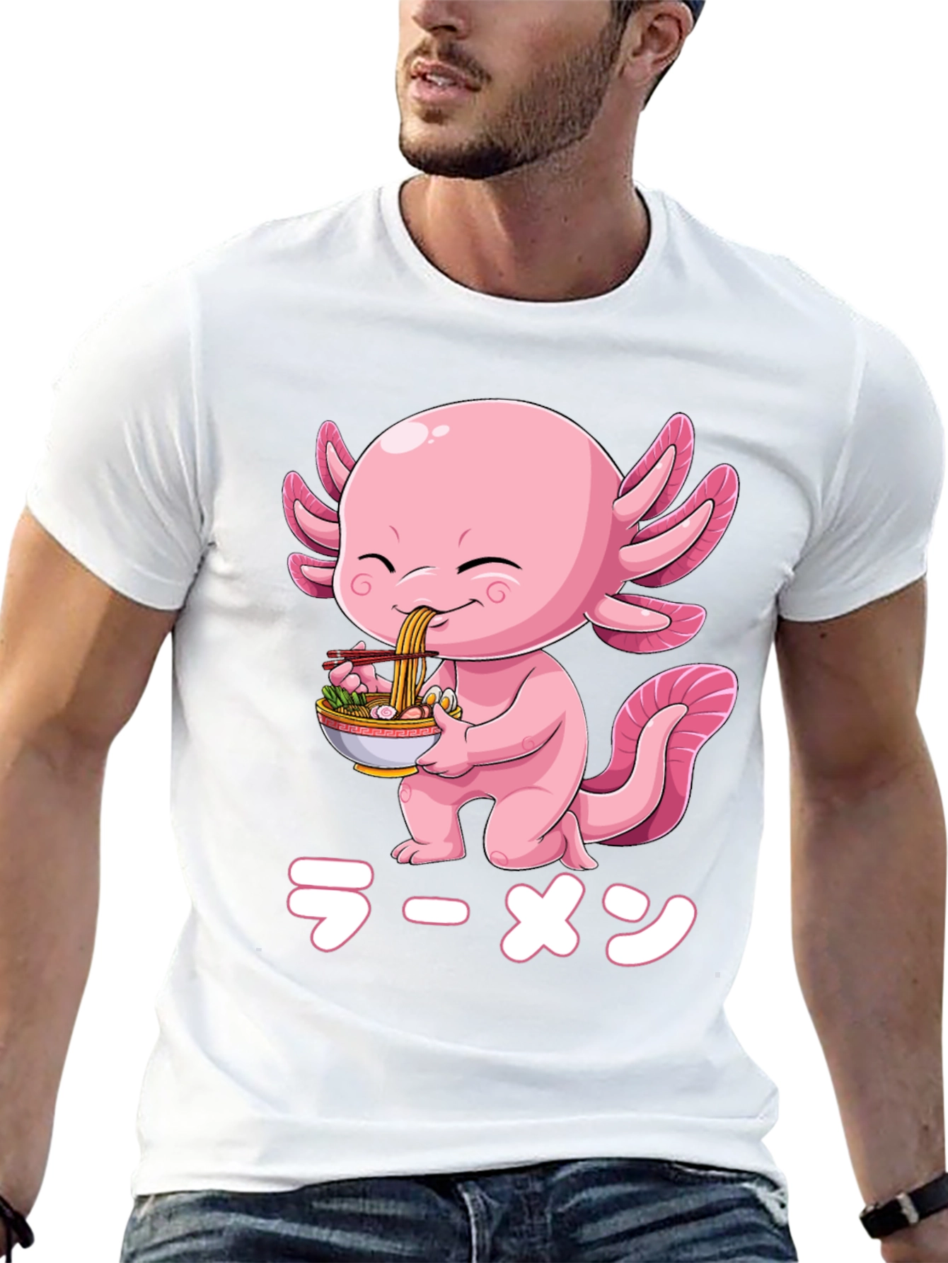 Black Axolotl Ramen T-Shirt - Cute Anime Graphic Tee view 13