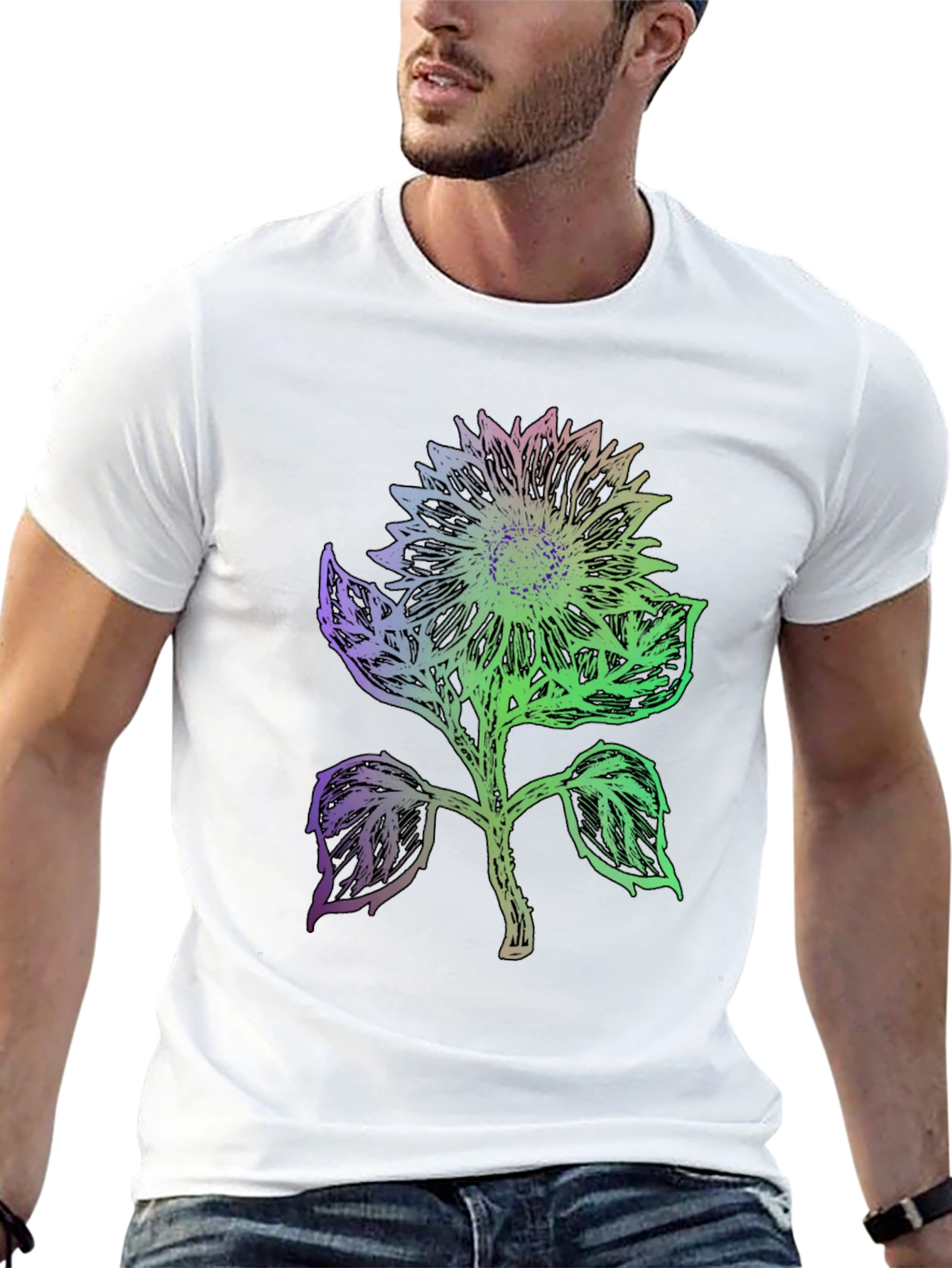 Black Sunflower Graphic Tee - Black Cotton Blend view 13