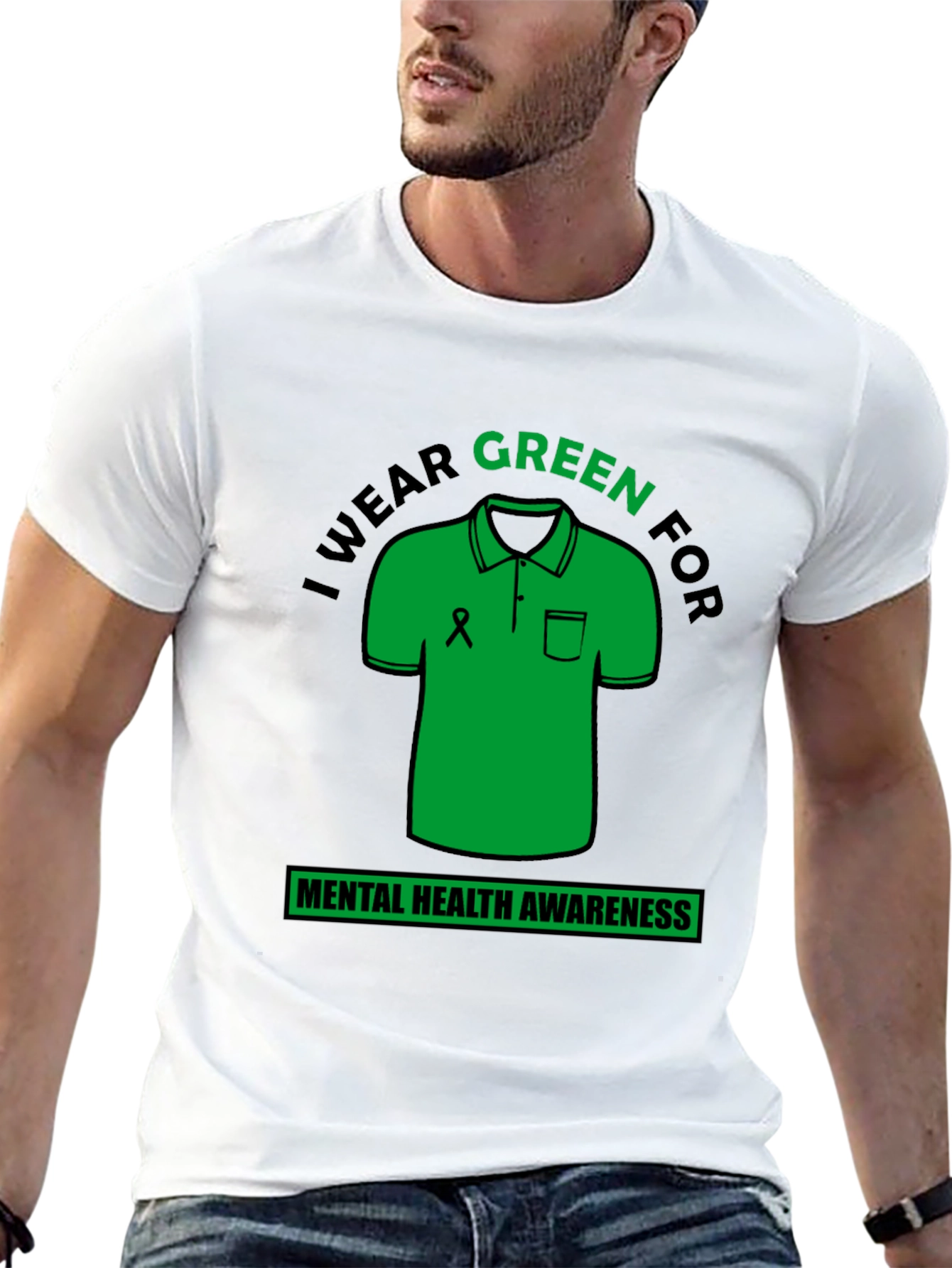 Black Green Mental Health Awareness T-Shirt view 13