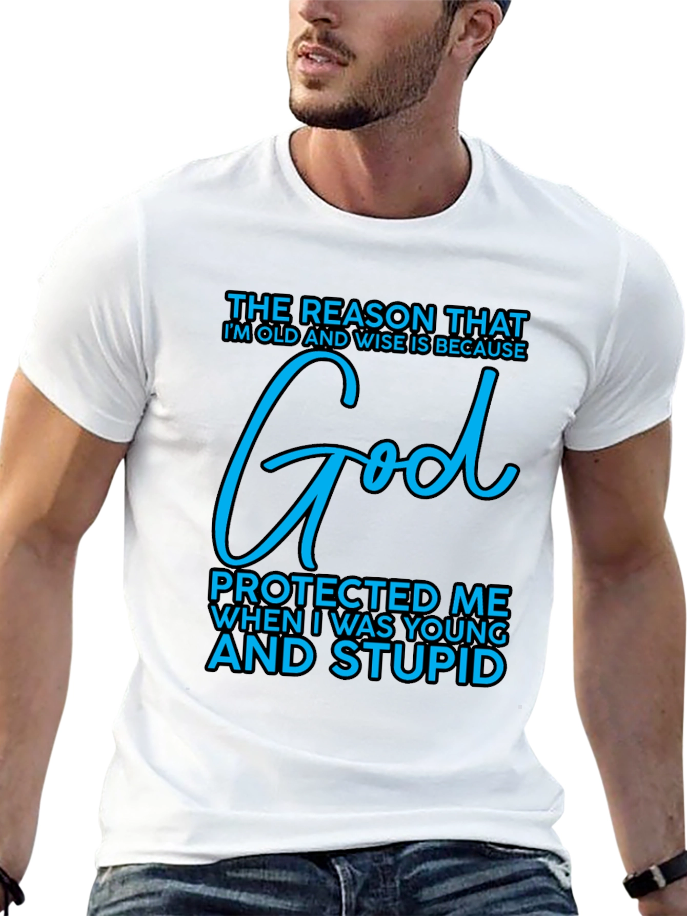 Black Old and Wise God Protected T-Shirt view 13