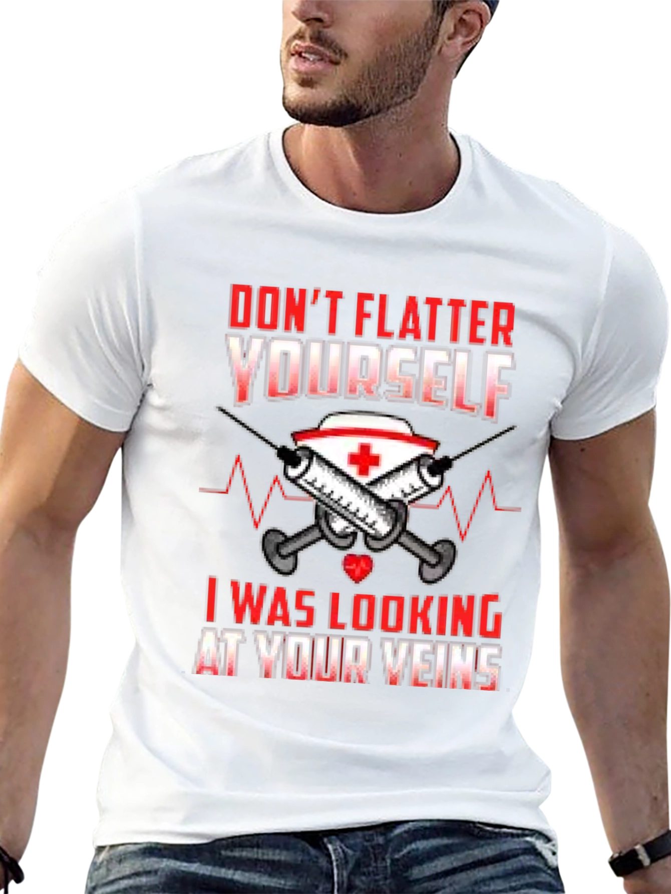 Black Funny Nurse Veins T-Shirt - Don't Flatter Yourself view 13
