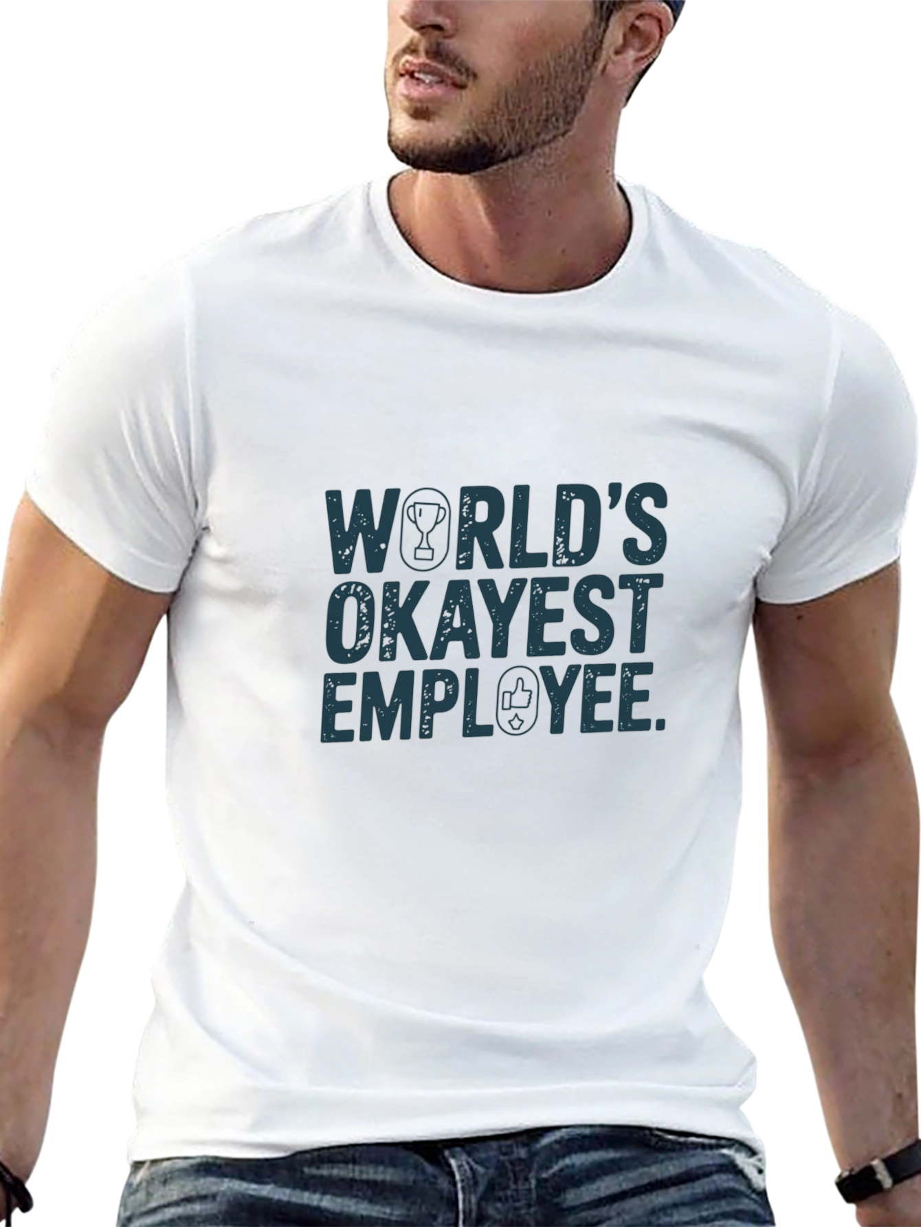 Black World's Okayest Employee Graphic Tee view 13
