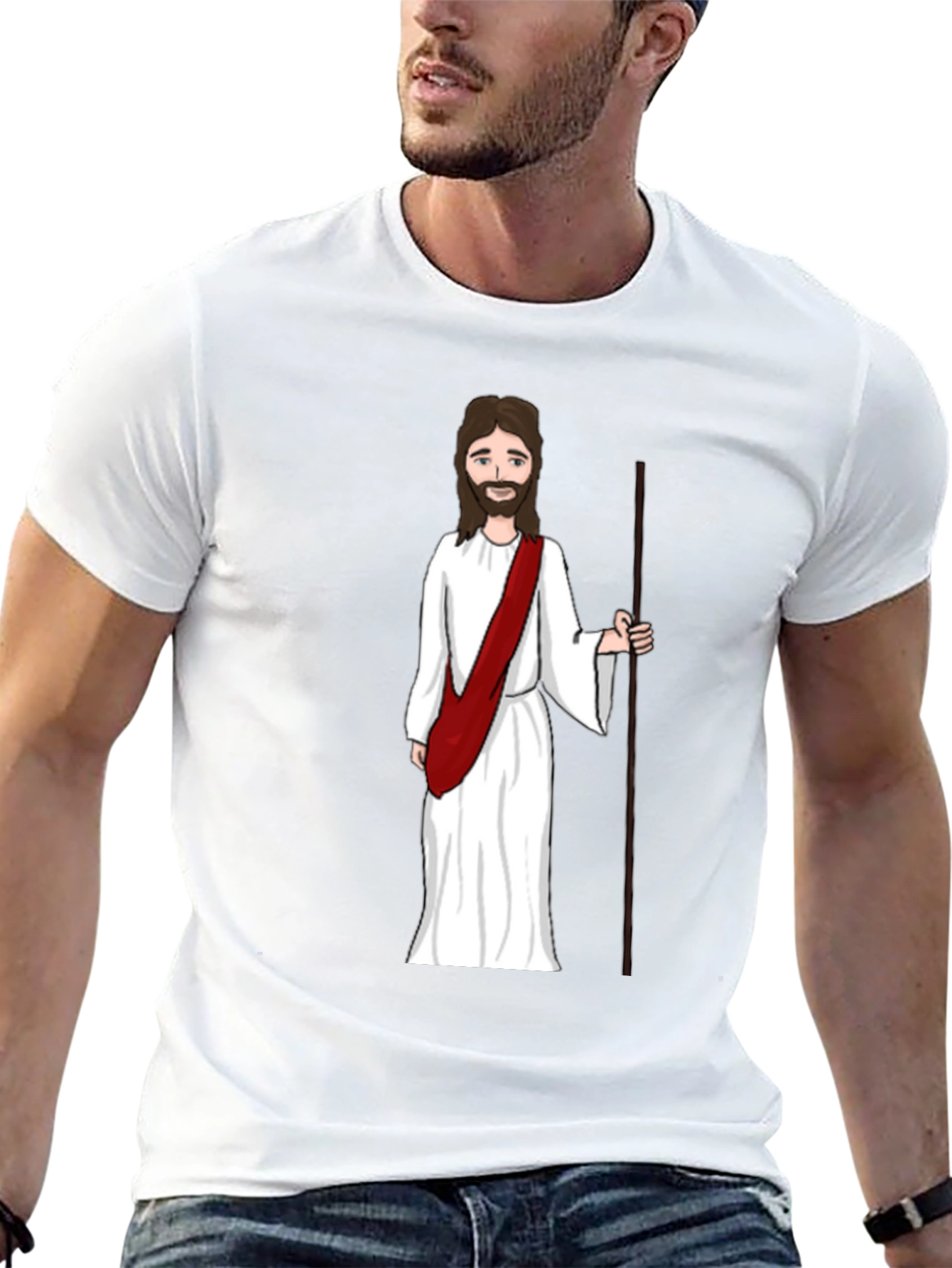 Black Jesus Cartoon Black T-Shirt view 13