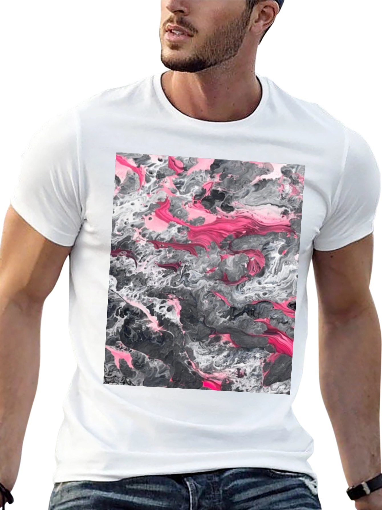 Black Abstract Art Print Black T-Shirt view 13