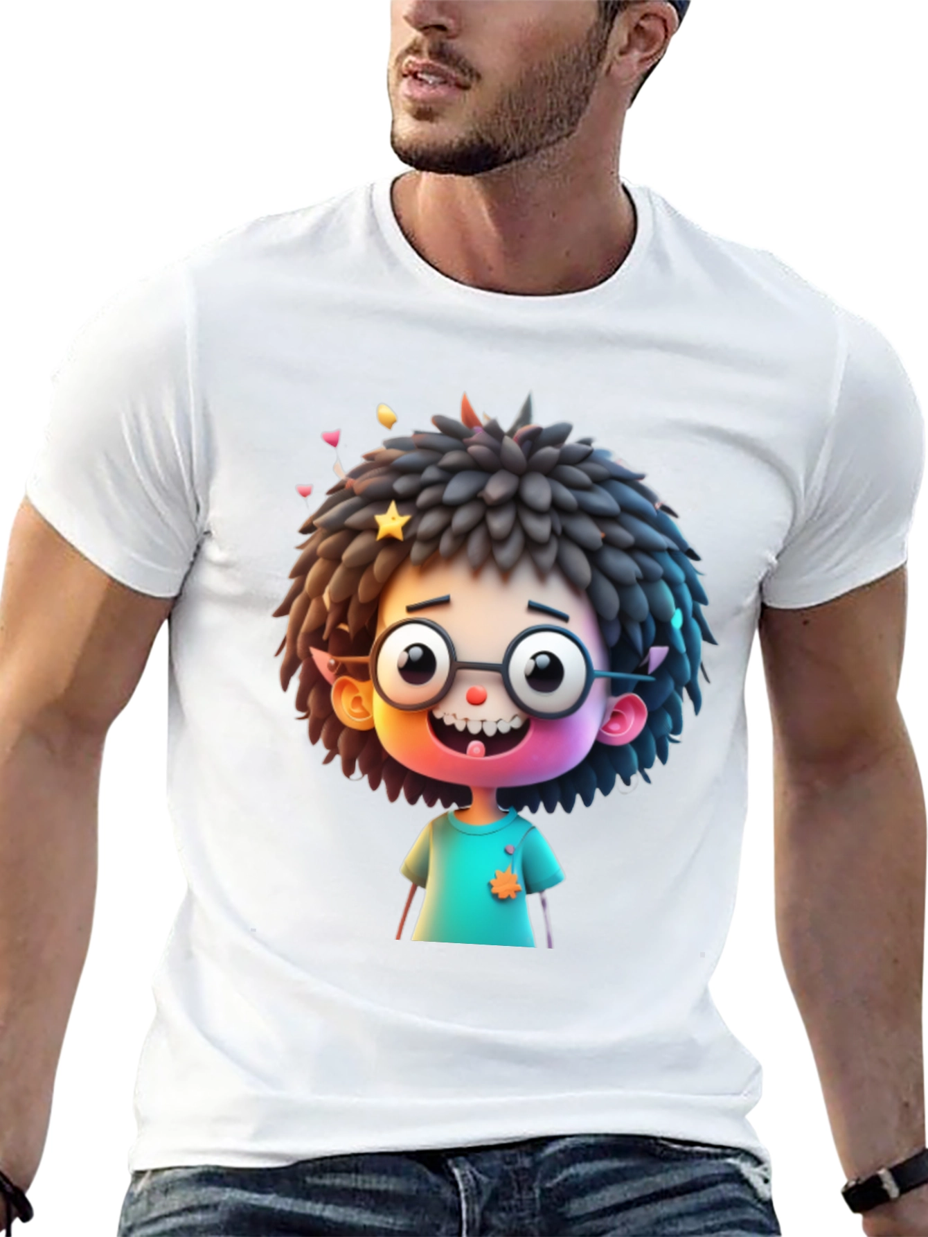 Black Fun Cartoon Character T-Shirt - Black view 13