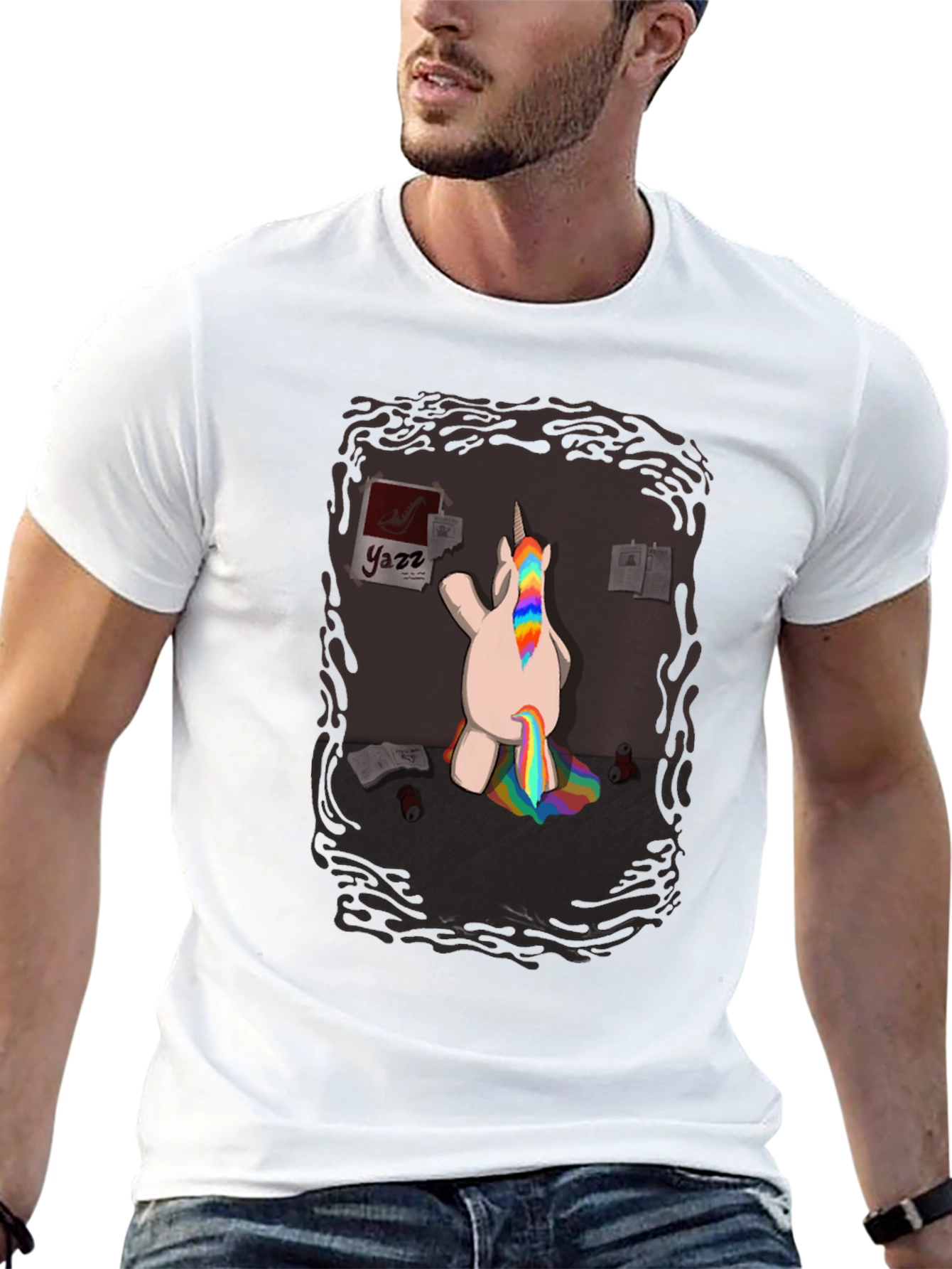 Black Funny Unicorn Rainbow Poop T-Shirt - Quirky Graphic Tee view 13