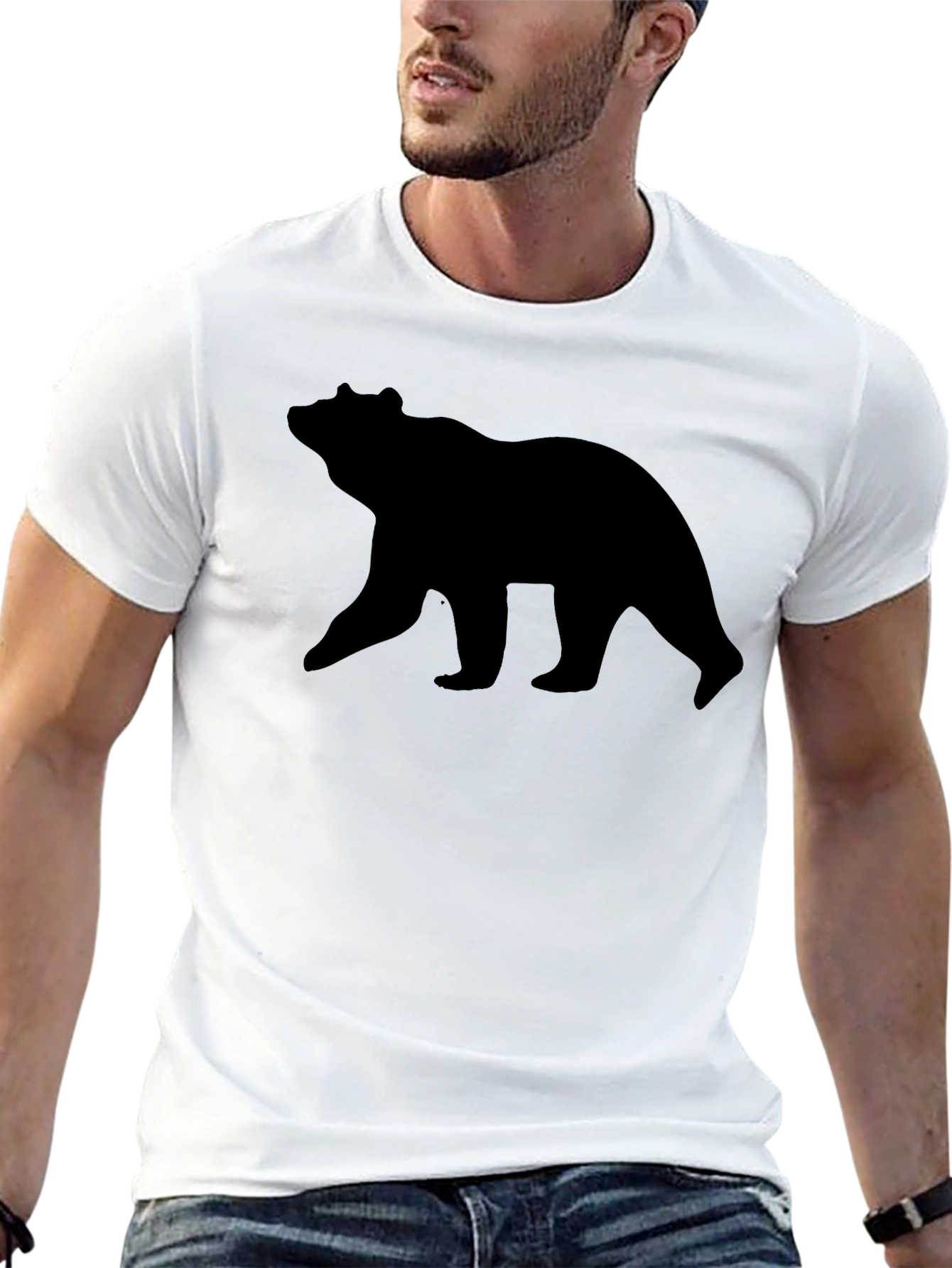 Black Men's Black Bear Silhouette Graphic Tee view 13