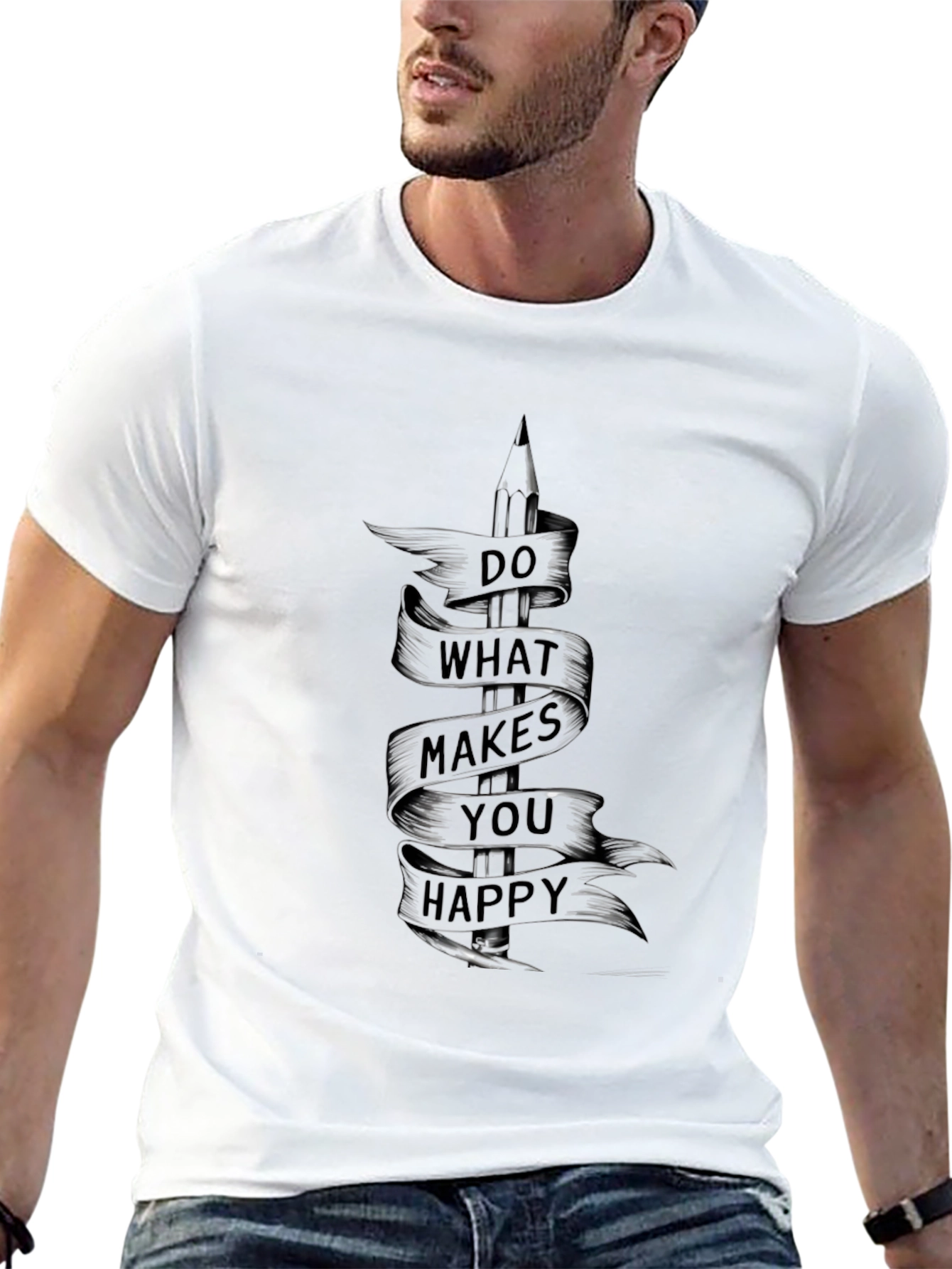 Black Inspirational Graphic Tee - Do What Makes You Happy view 13