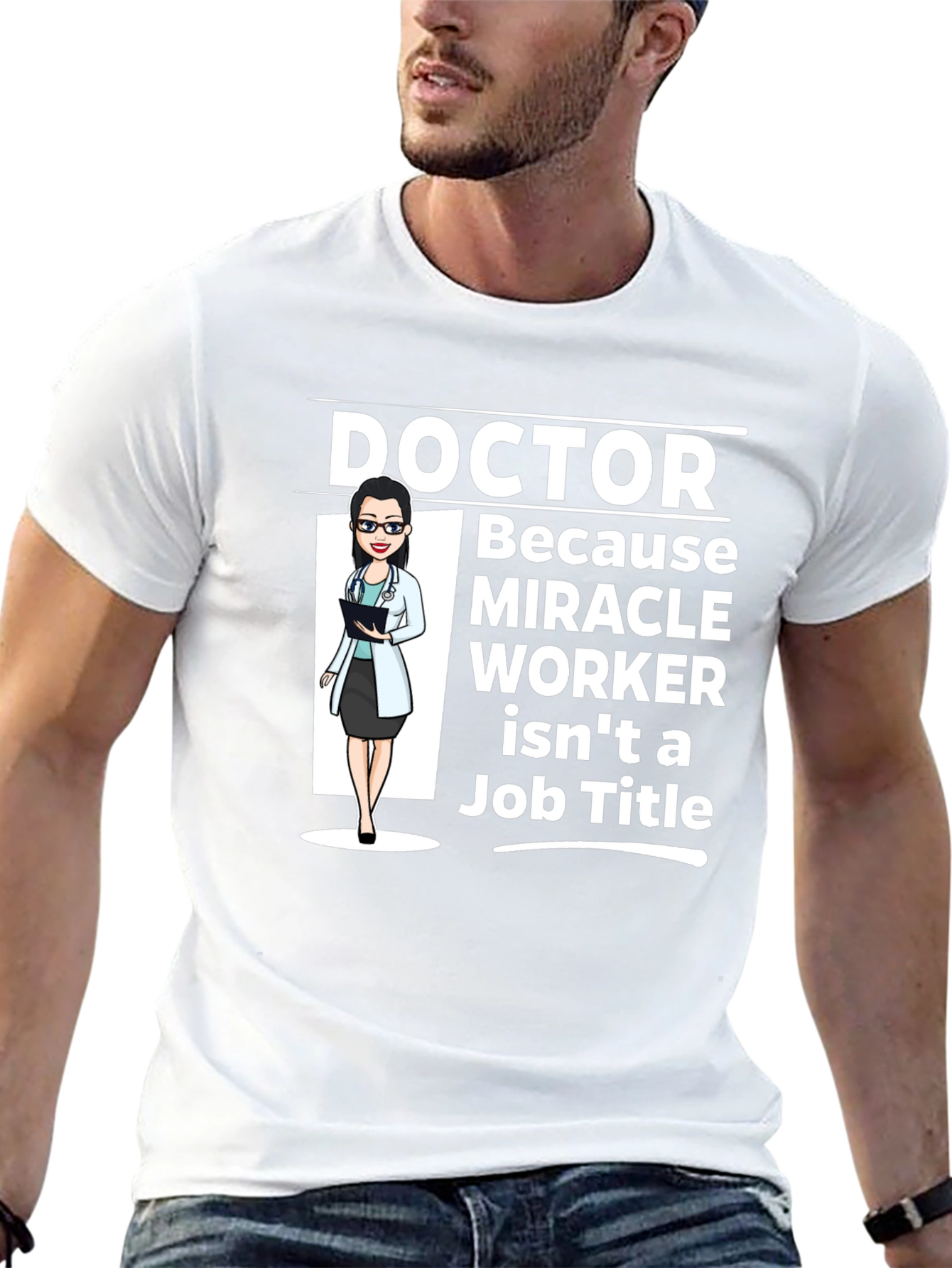 Black Doctor Miracle Worker T-Shirt - Black Cotton Tee view 13