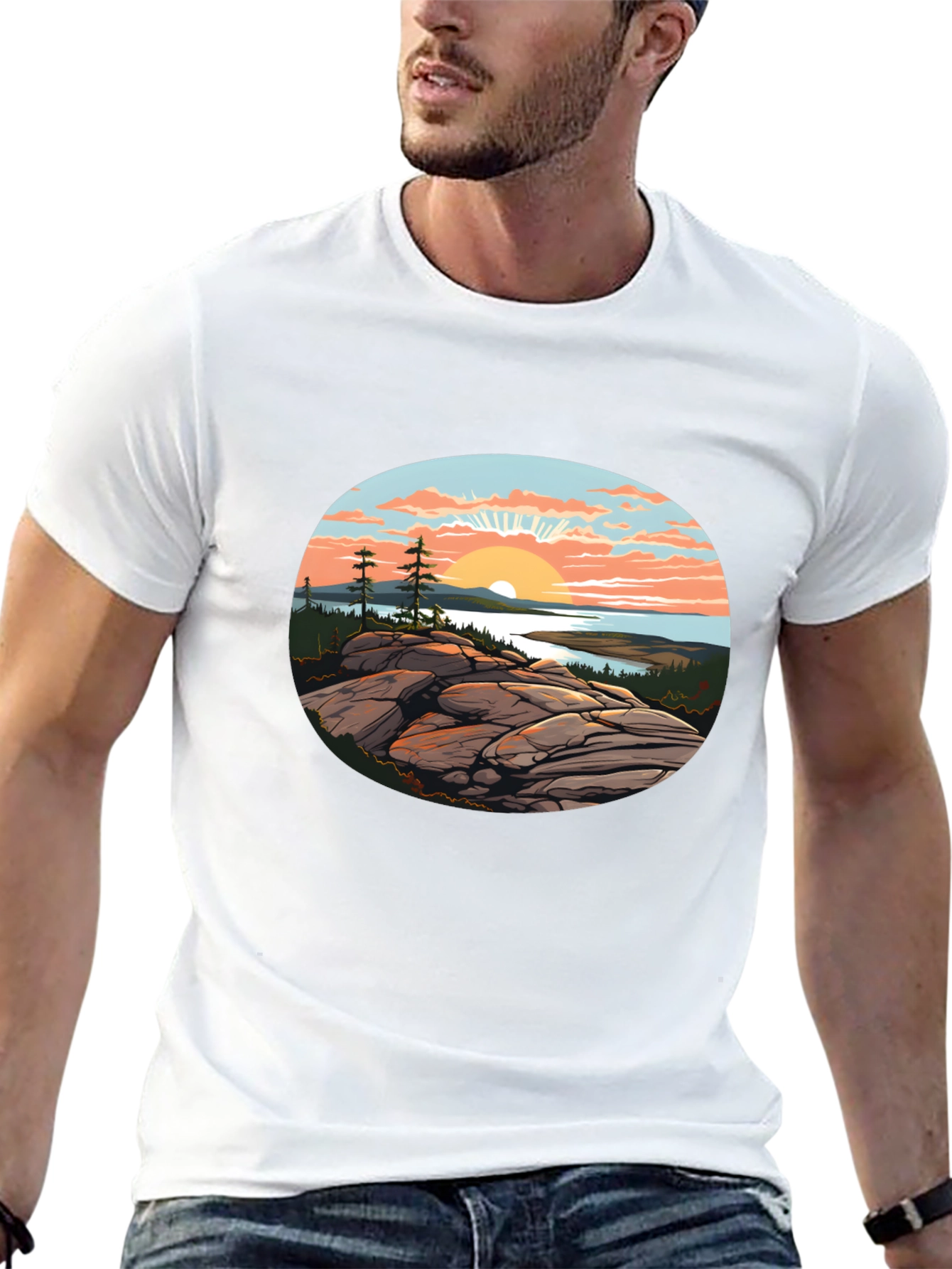 Black Scenic Sunrise T-Shirt view 13