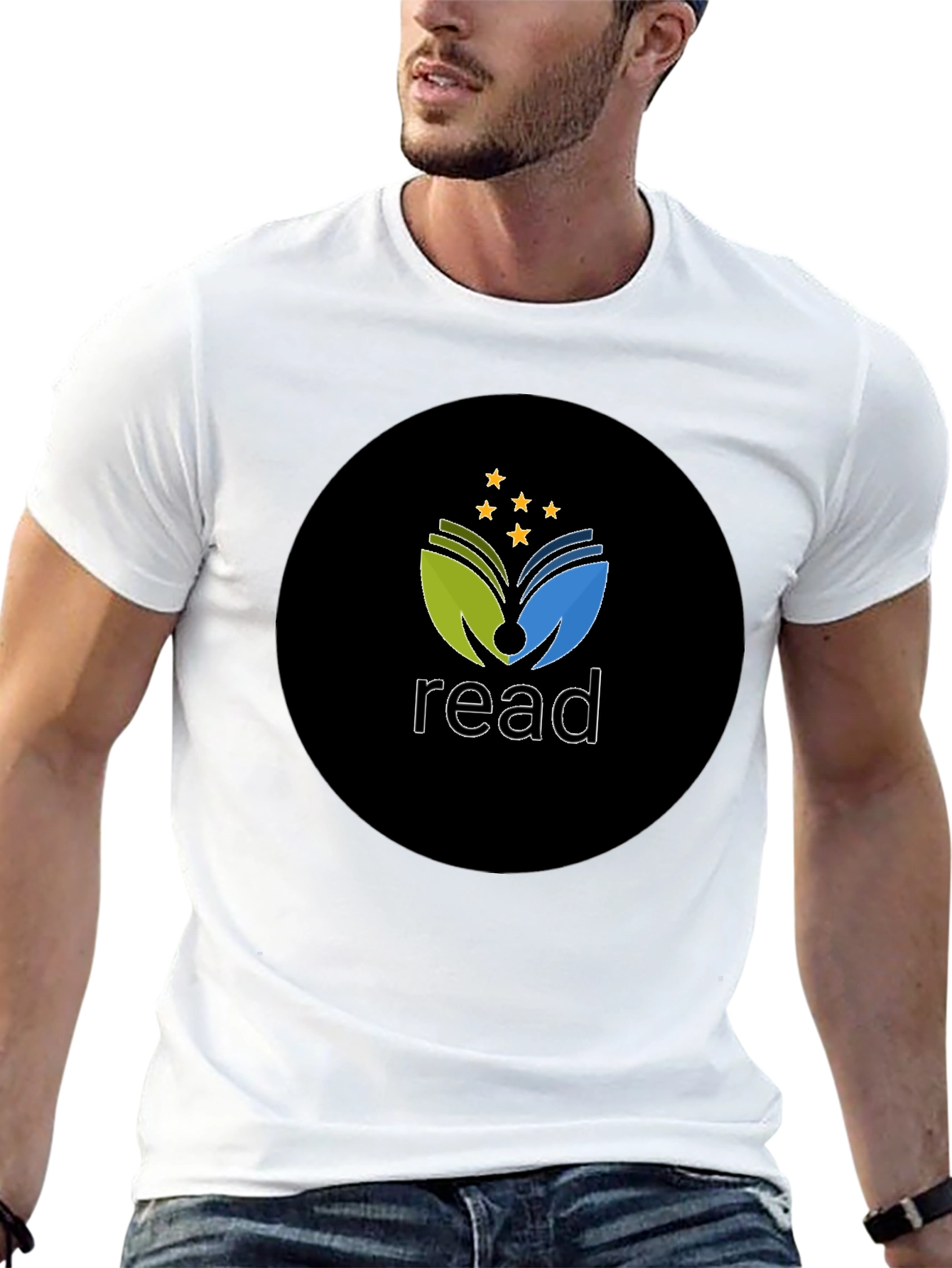 Black Read T-Shirt - Black Cotton Blend Graphic Tee view 13