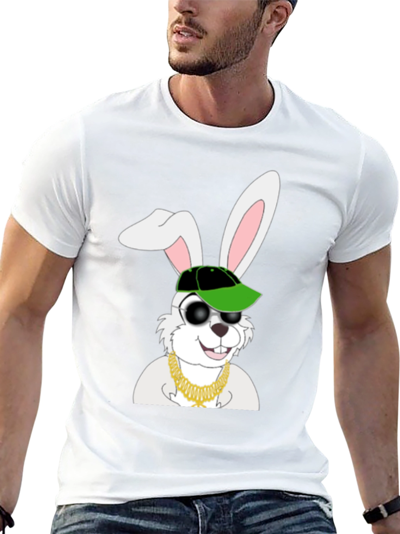 Black Cool Rabbit Graphic T-Shirt view 13