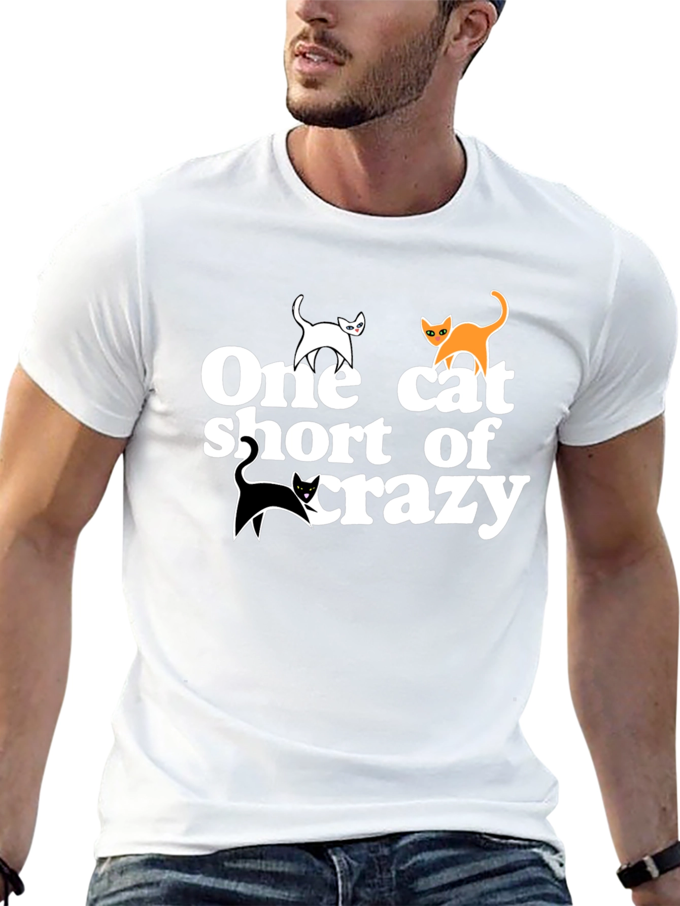 Black One Cat Short T-Shirt - Crazy Cat Lover Tee view 13