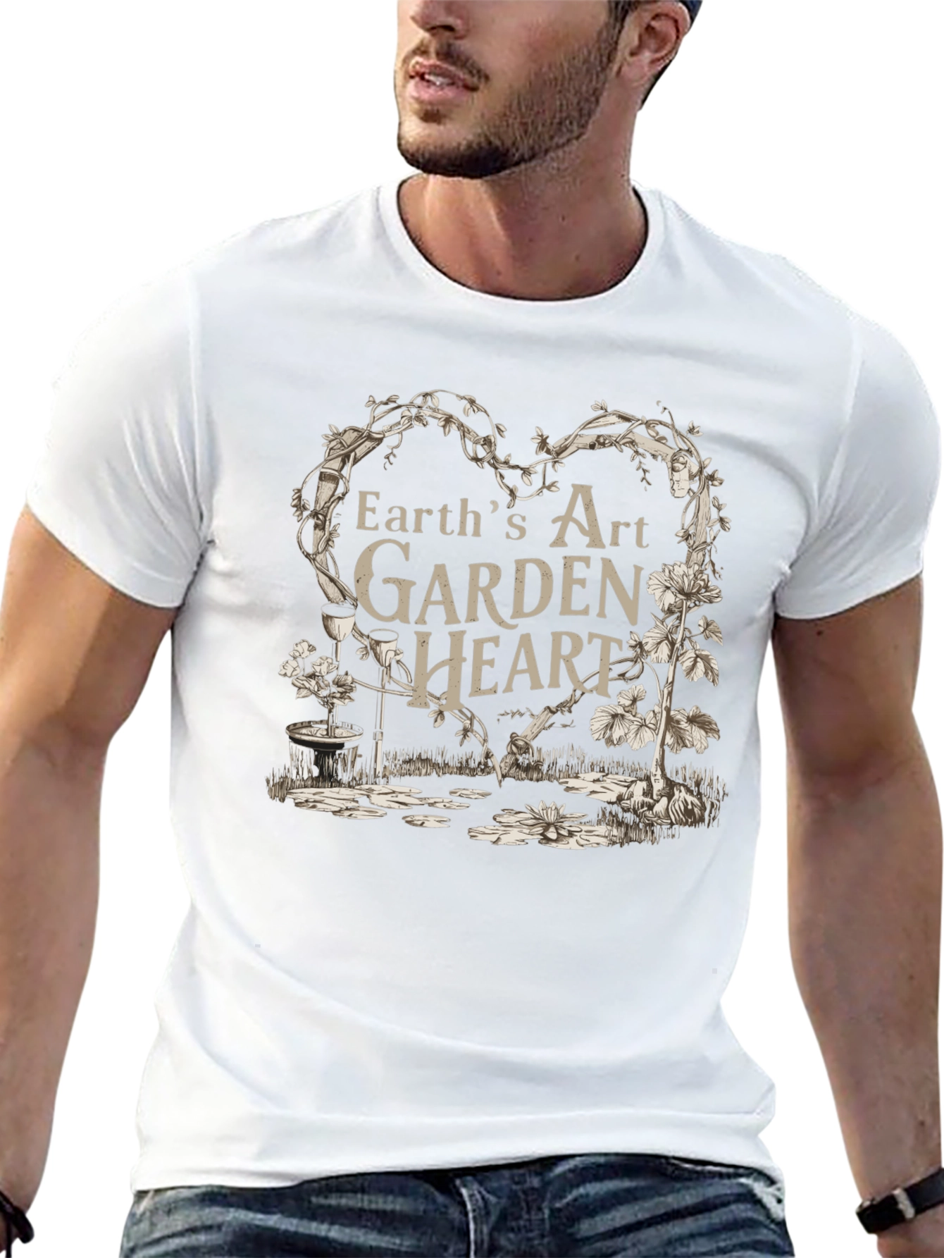 Black Earth's Art Garden Heart Black T-Shirt view 13