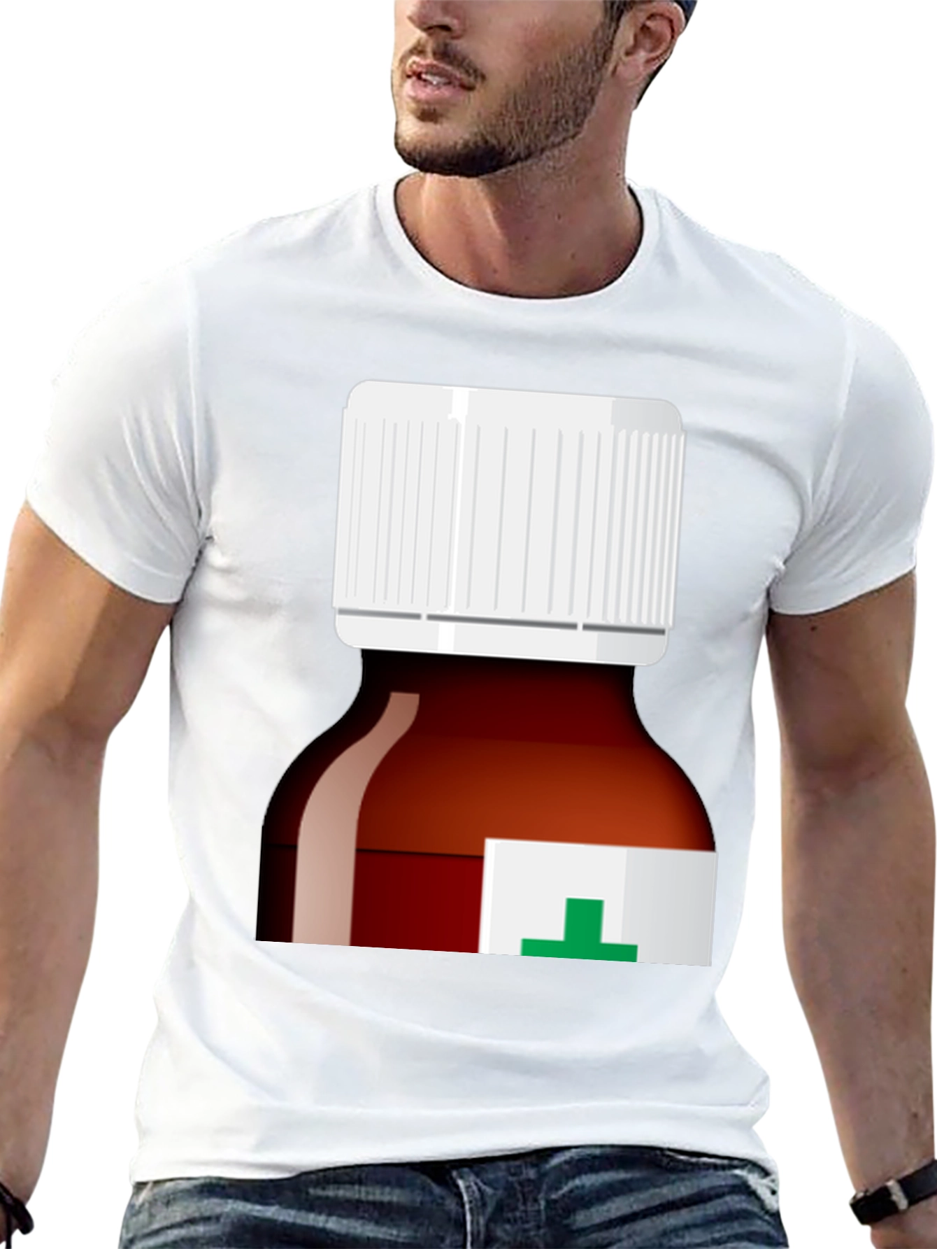 Black Pill Bottle Graphic T-Shirt - Novelty Medicine Tee view 13