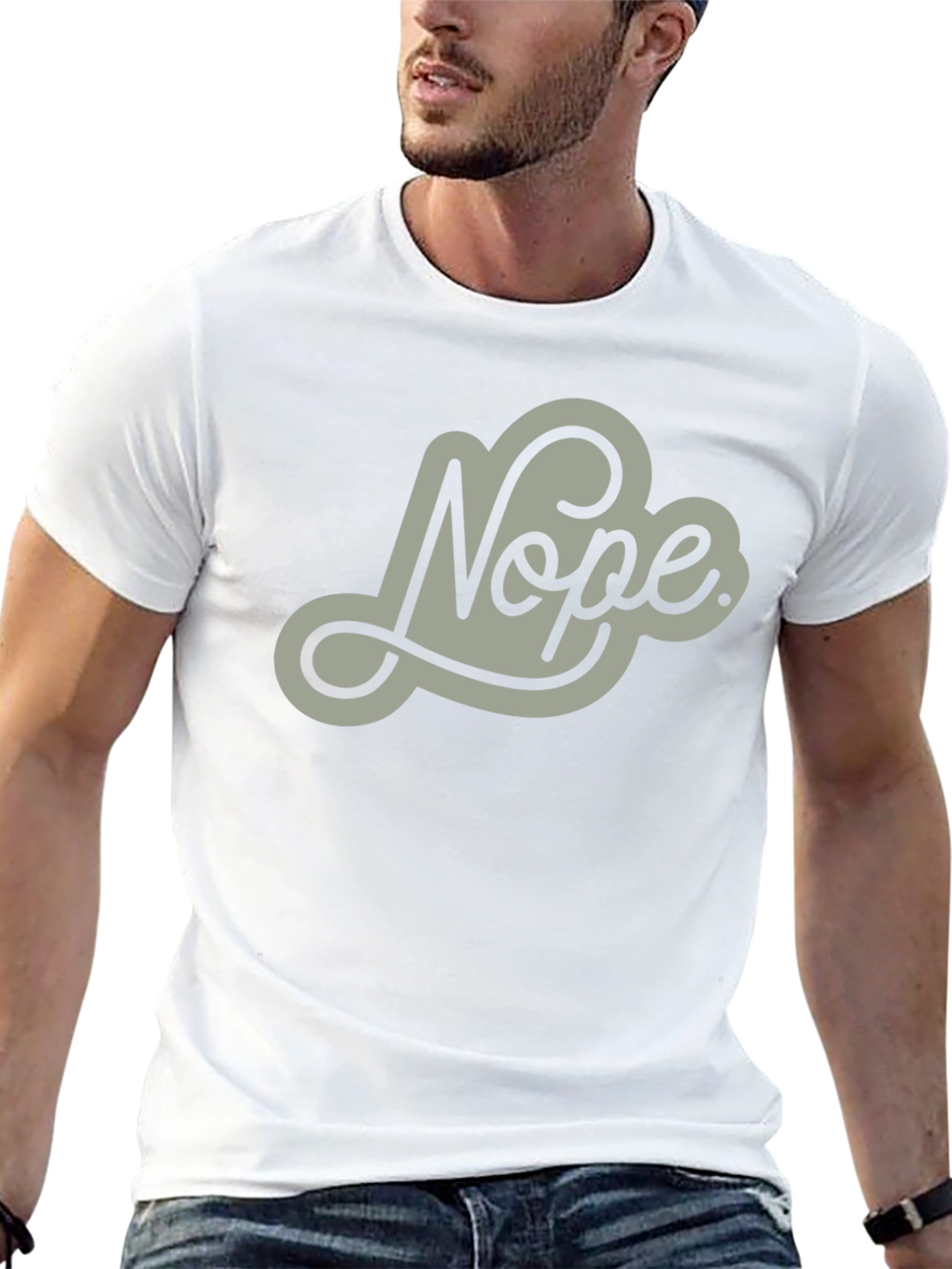 Black Nope Graphic Tee - Mens Casual Crew Neck T-Shirt view 13