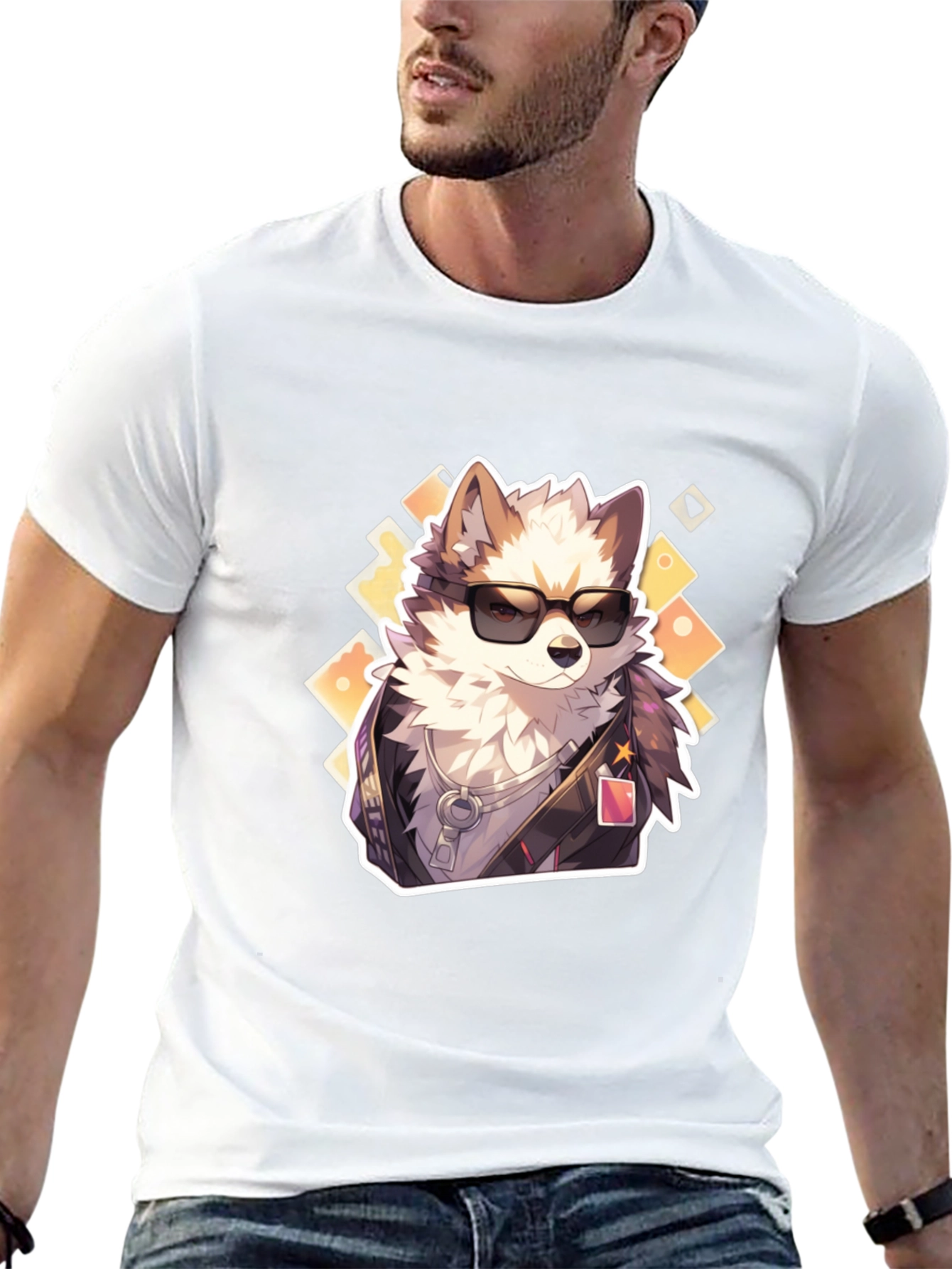 Black Cool Dog Graphic Tee - Trendy Streetwear view 13