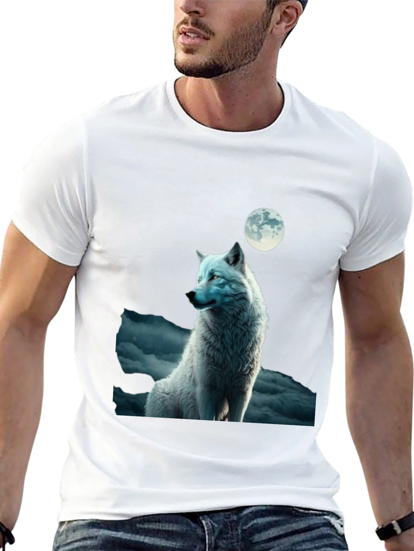 Black Wolf Moon Graphic T-Shirt view 13