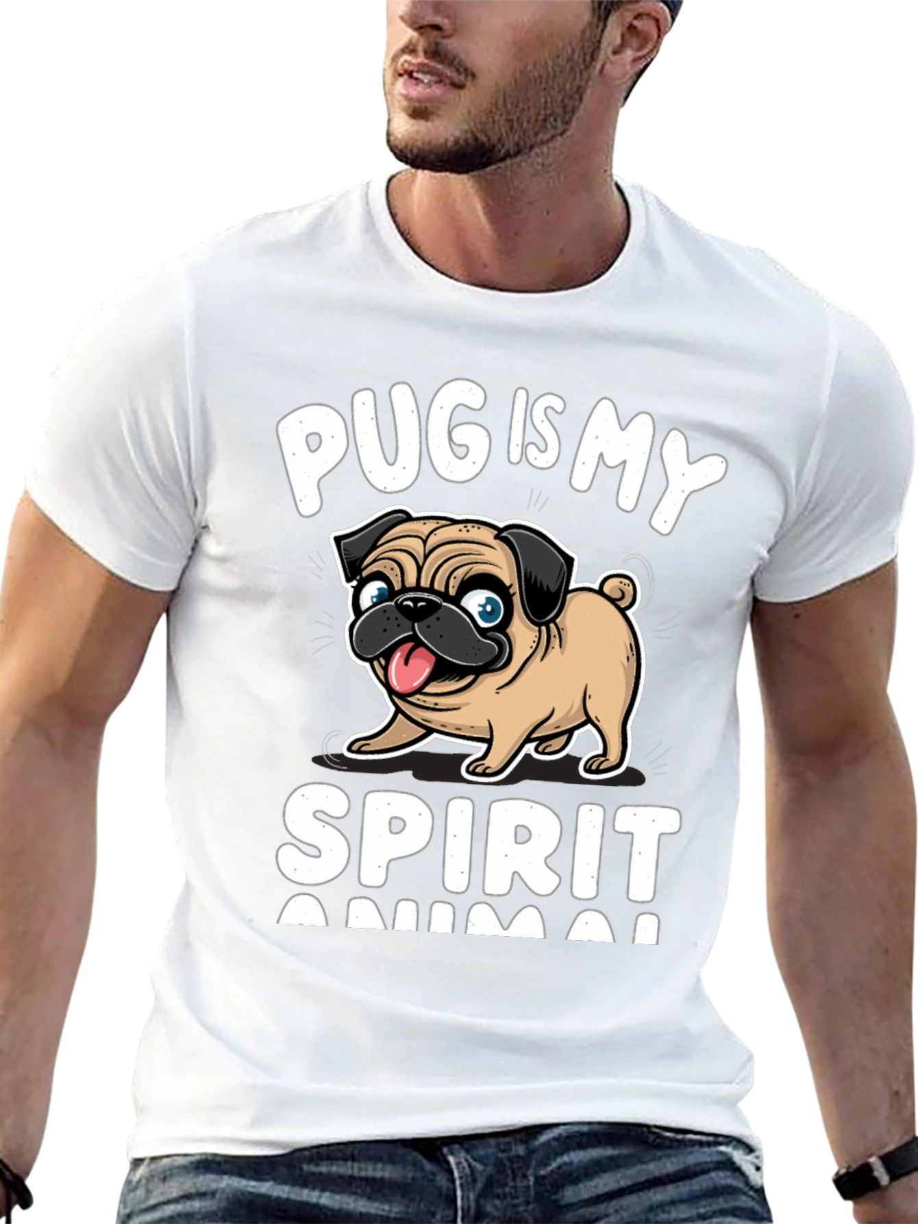Black Pug Is My Spirit Animal T-Shirt, Black view 13
