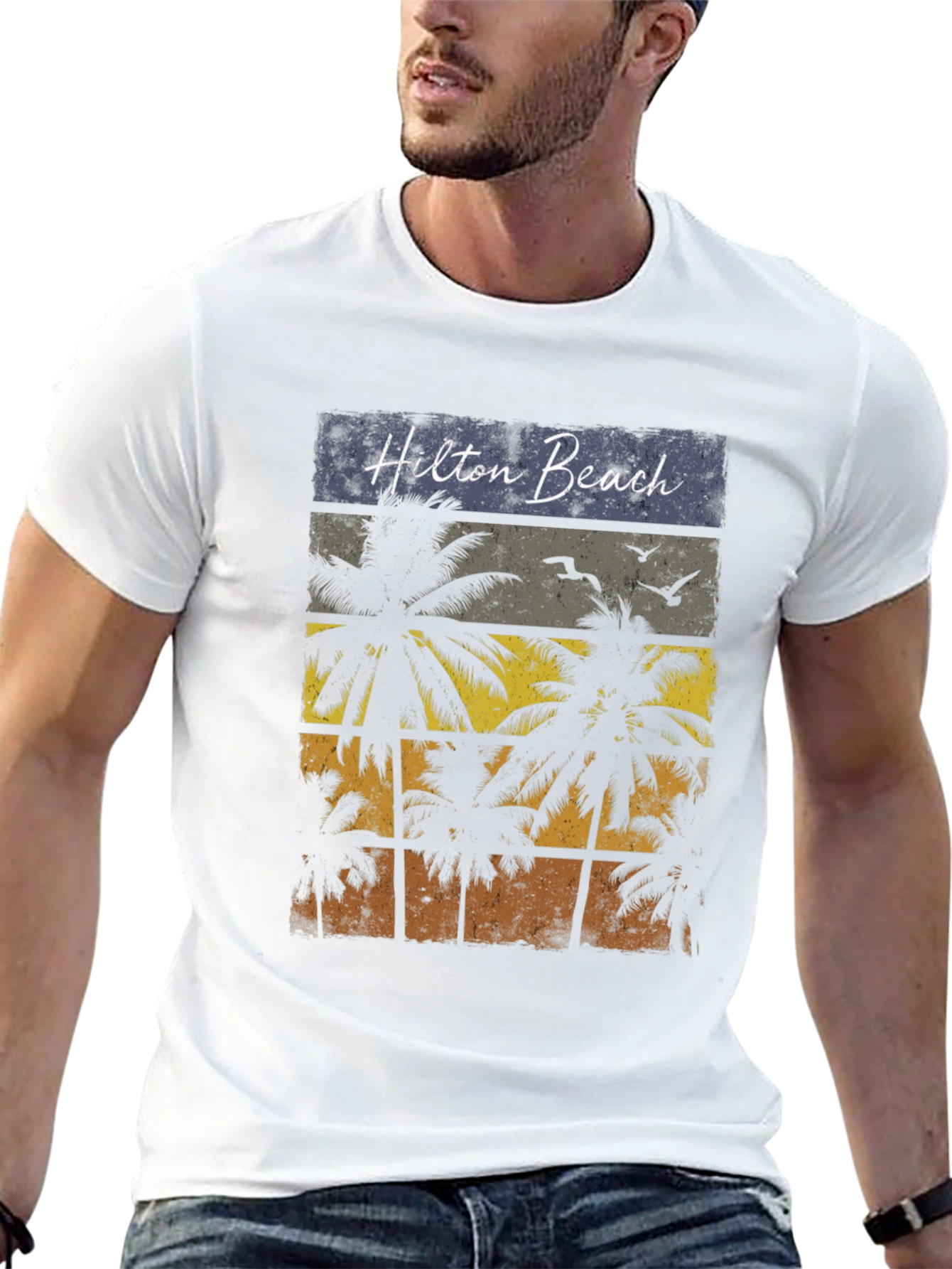 Black Hilton Beach Palm Tree T-Shirt view 13