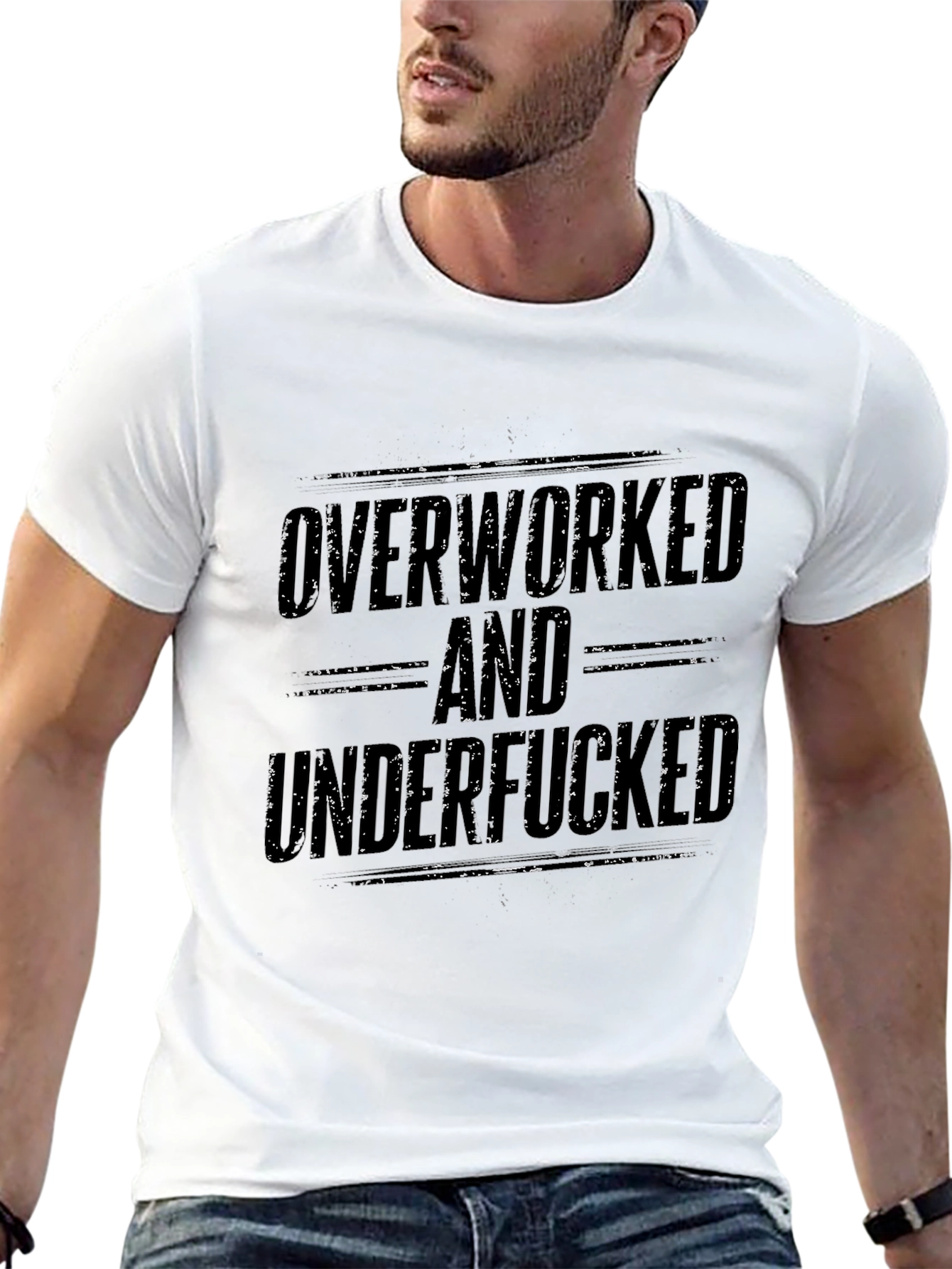 Black Overworked and Underfucked Graphic T-Shirt view 13