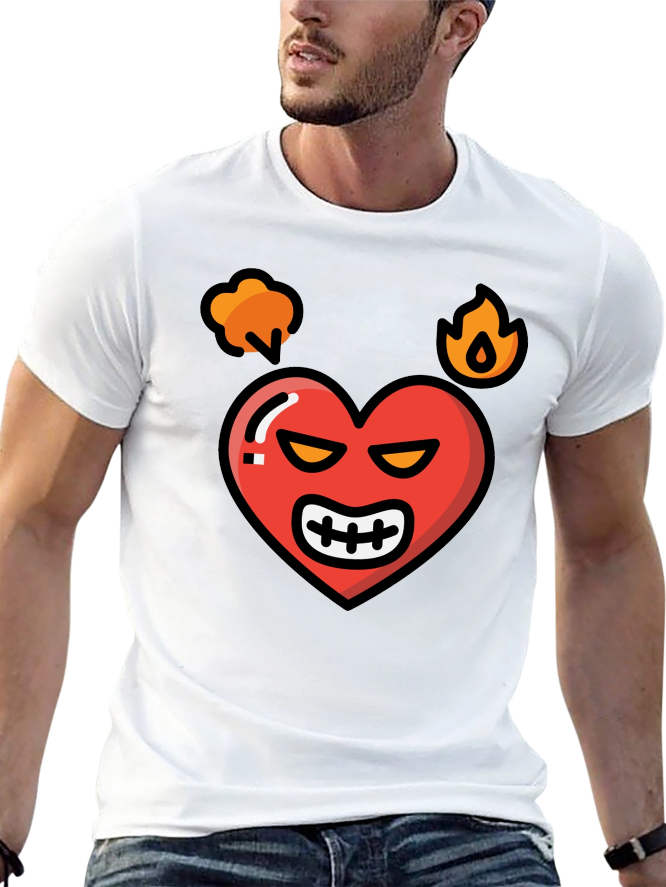 Black Angry Heart Graphic Tee - Black Cotton Blend Shirt view 13