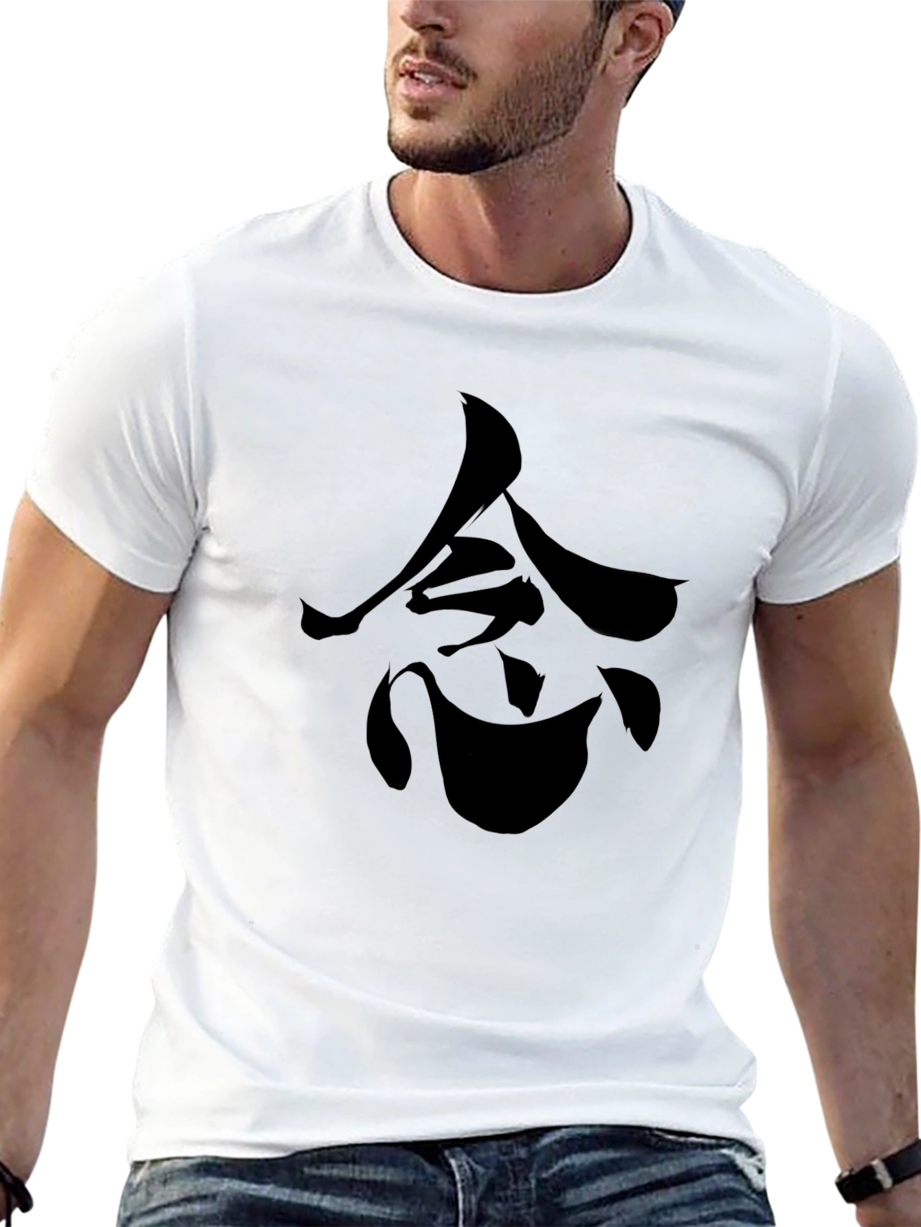 Black Black T-Shirt with Japanese Symbol Design view 13