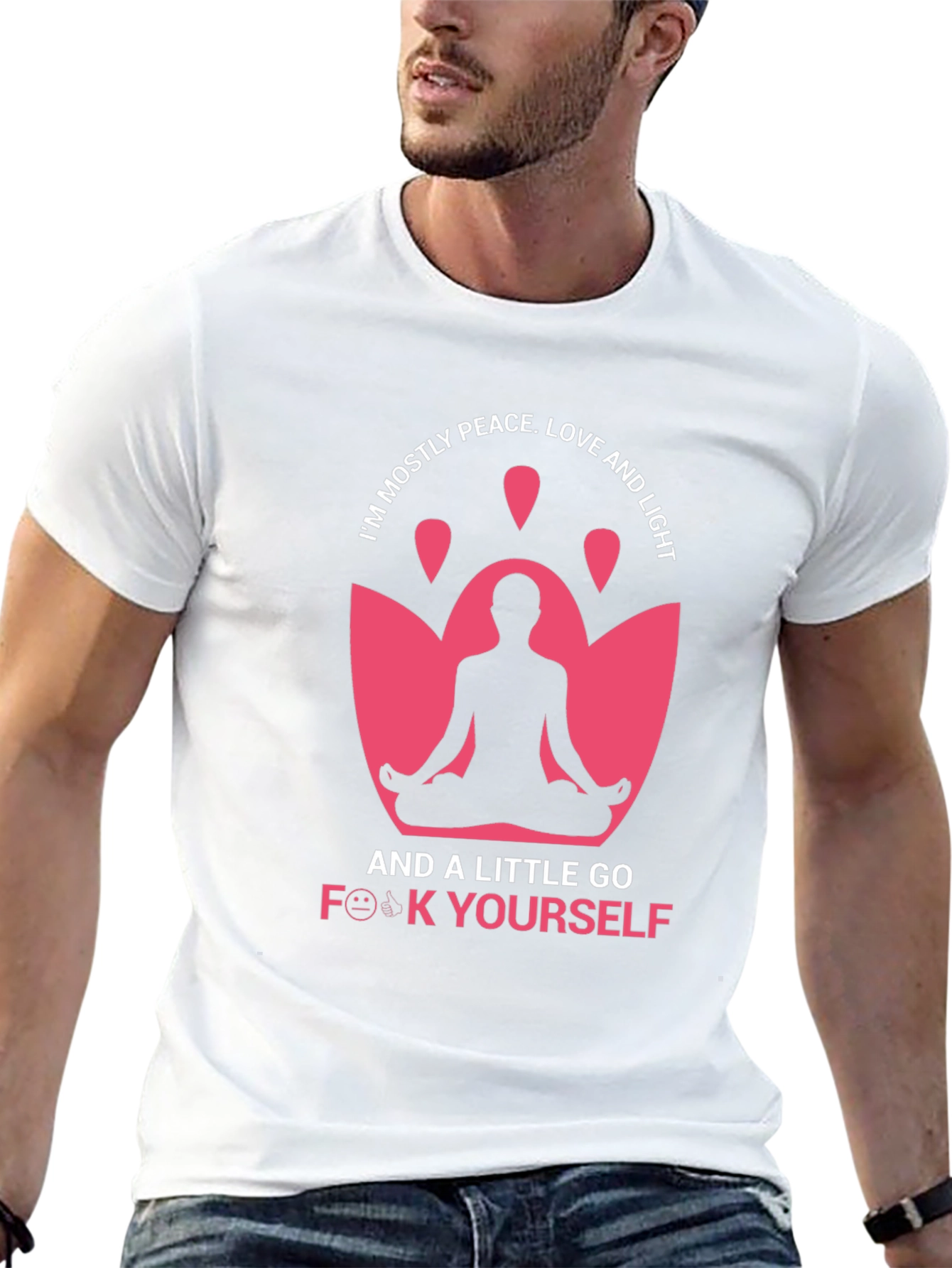 Black Funny Yoga T-Shirt: Peace, Love & Go F**k Yourself view 13