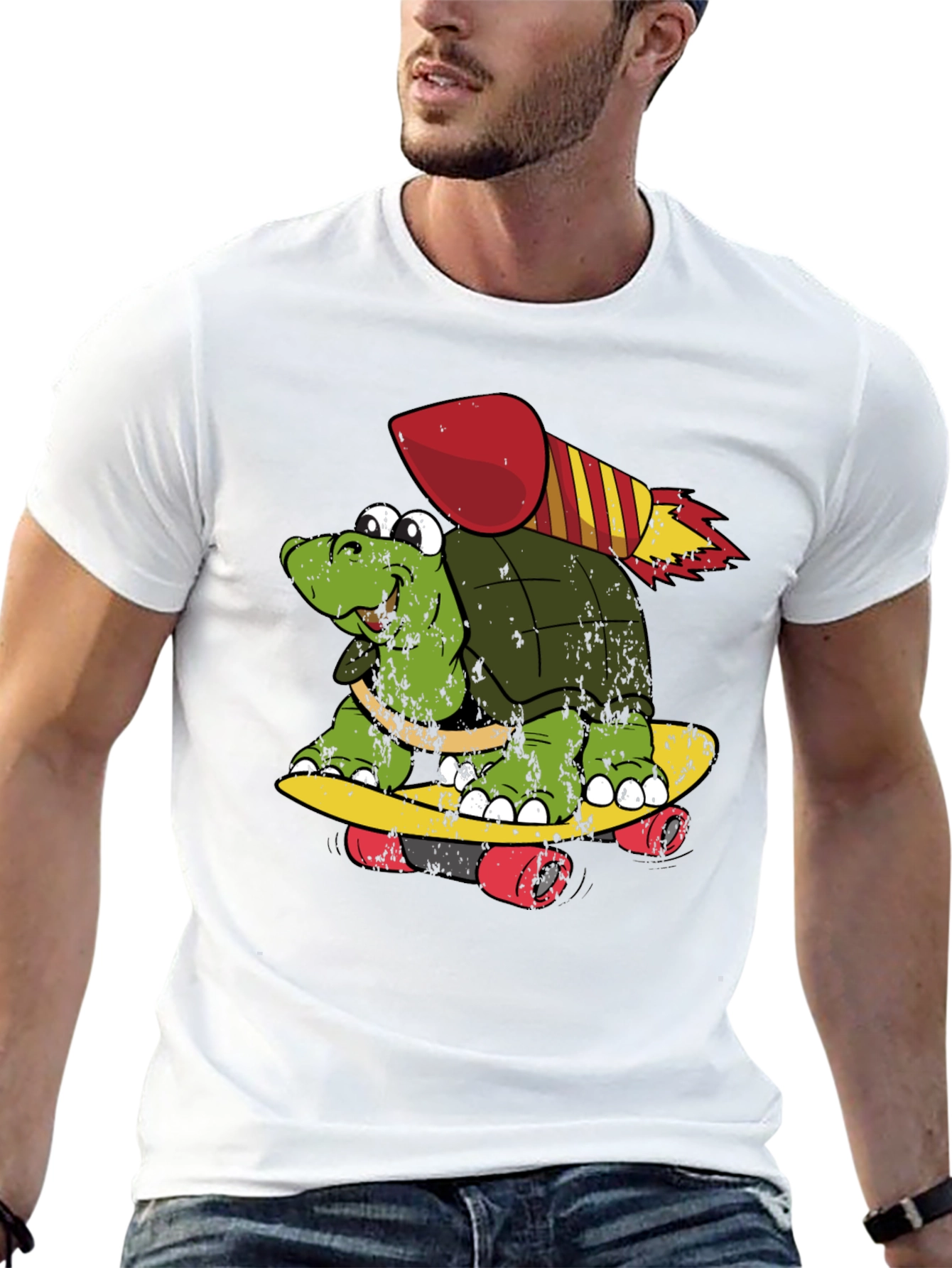 Black Turtle Skateboard Rocket Black T-Shirt view 13