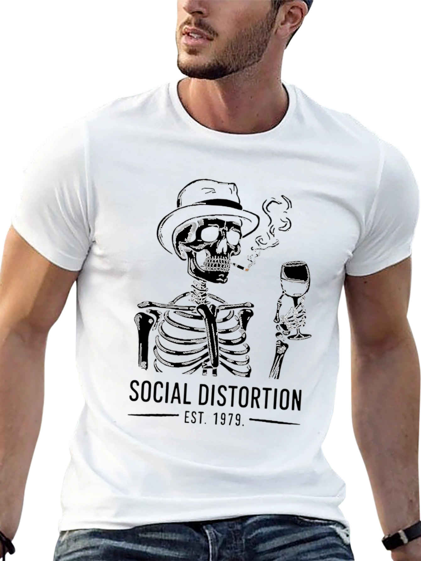 Black Social Distortion Skeleton Graphic T-Shirt view 13