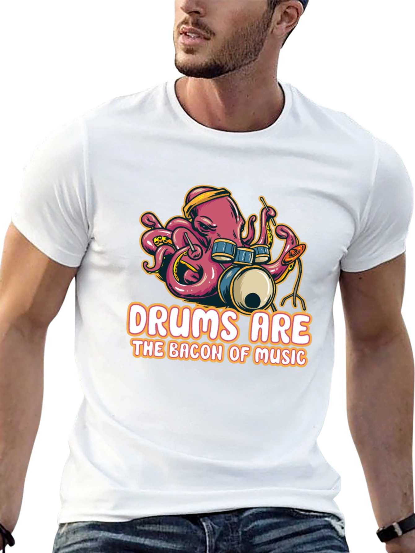 Black Octopus Drummer T-Shirt - Music Lover Tee view 13
