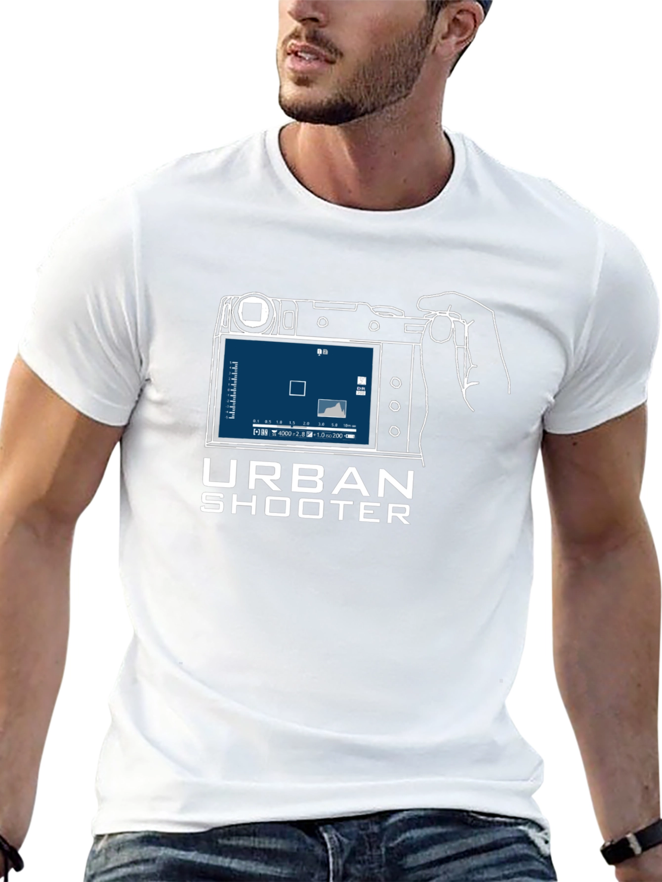 Black Urban Shooter T-Shirt: Camera Graphic Tee view 13