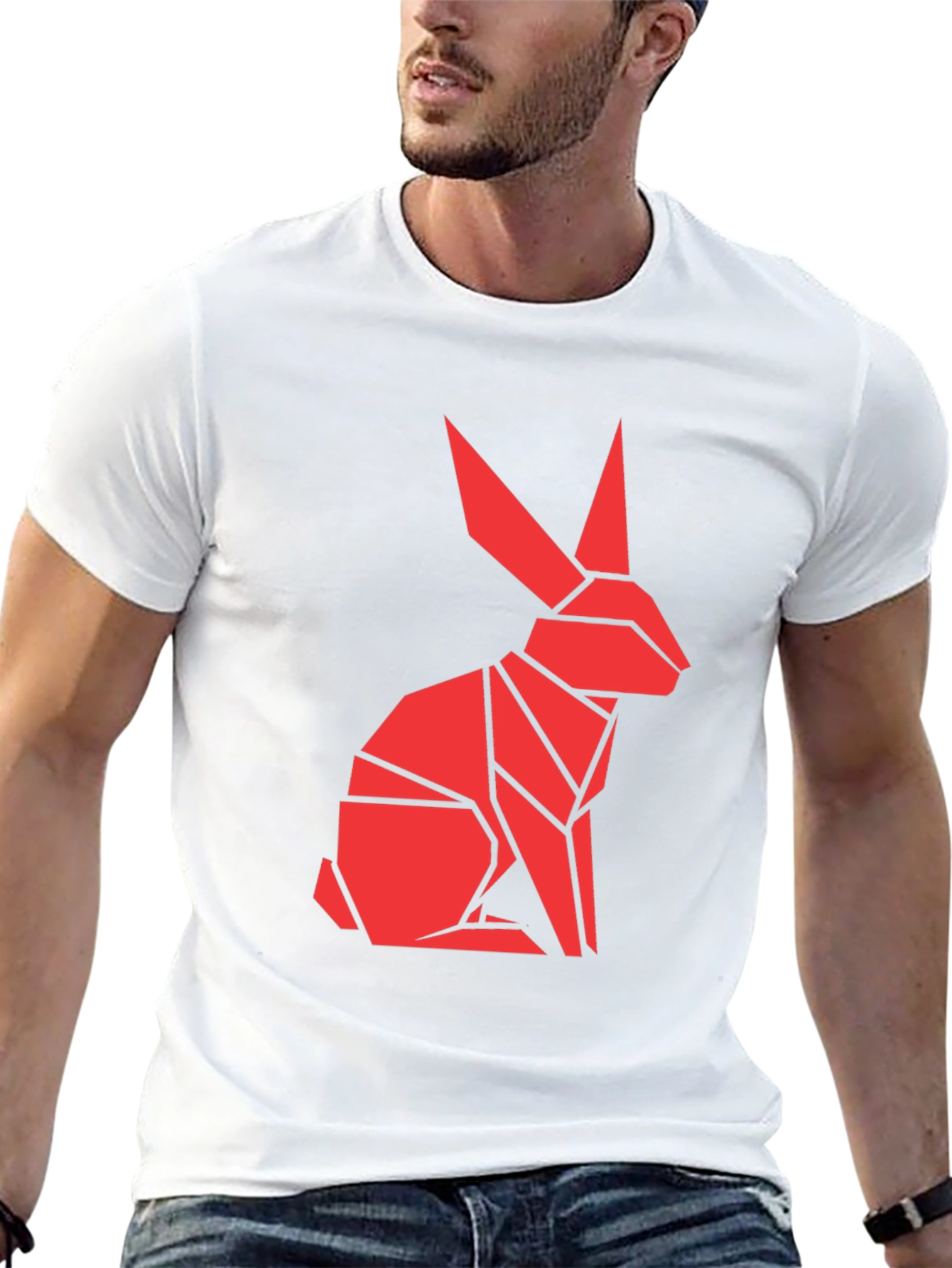 Black Origami Rabbit Graphic T-Shirt - Unique Design view 13