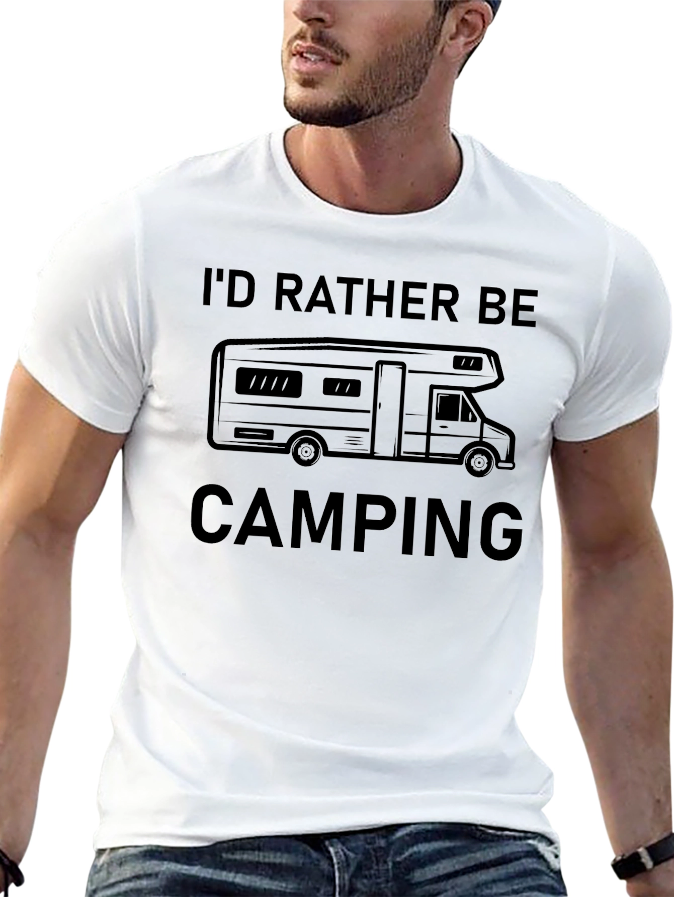 Black I'd Rather Be Camping RV T-Shirt view 13