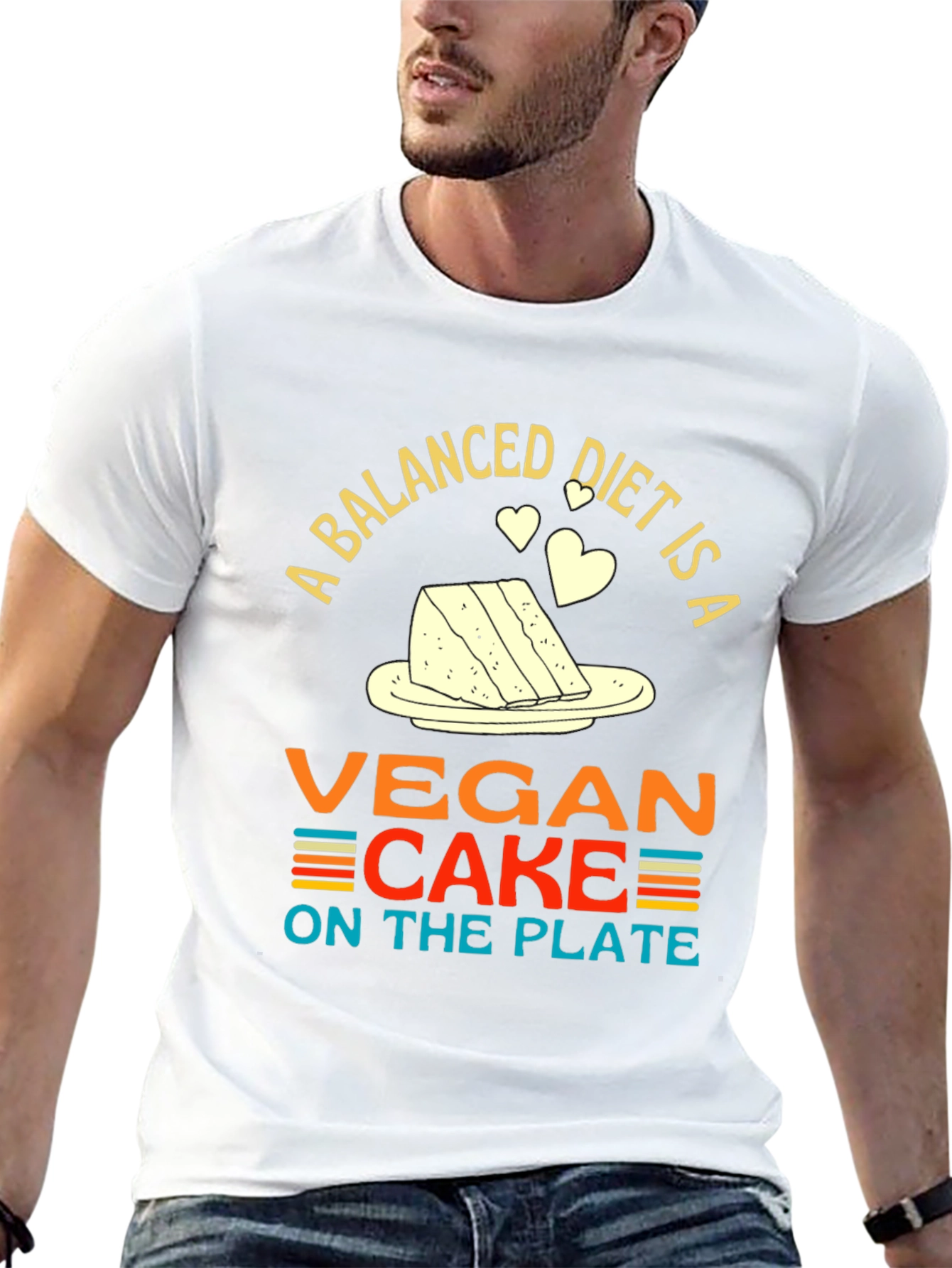 Black Vegan Cake Diet T-Shirt - Funny Vegan Gift view 13