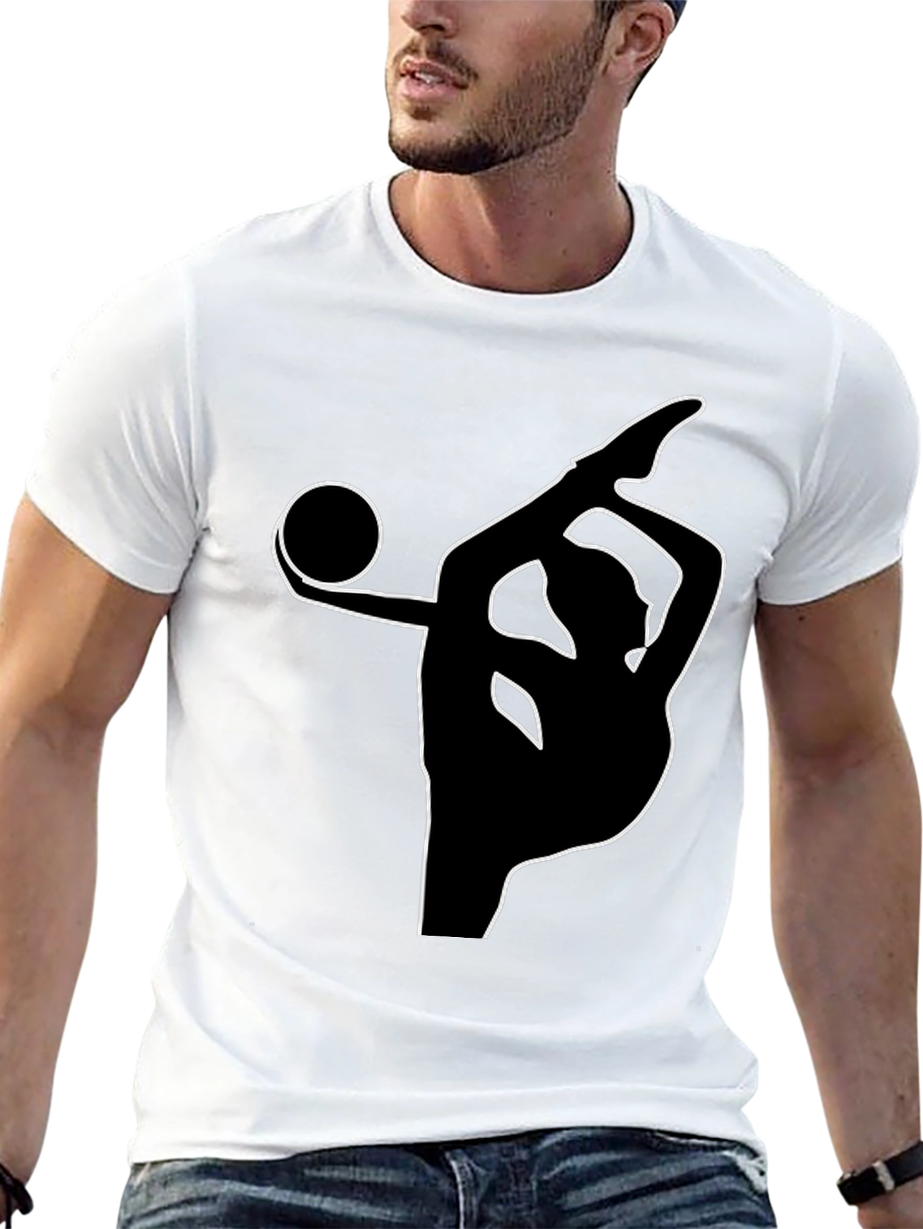 Black Gymnast Silhouette Black T-Shirt view 13