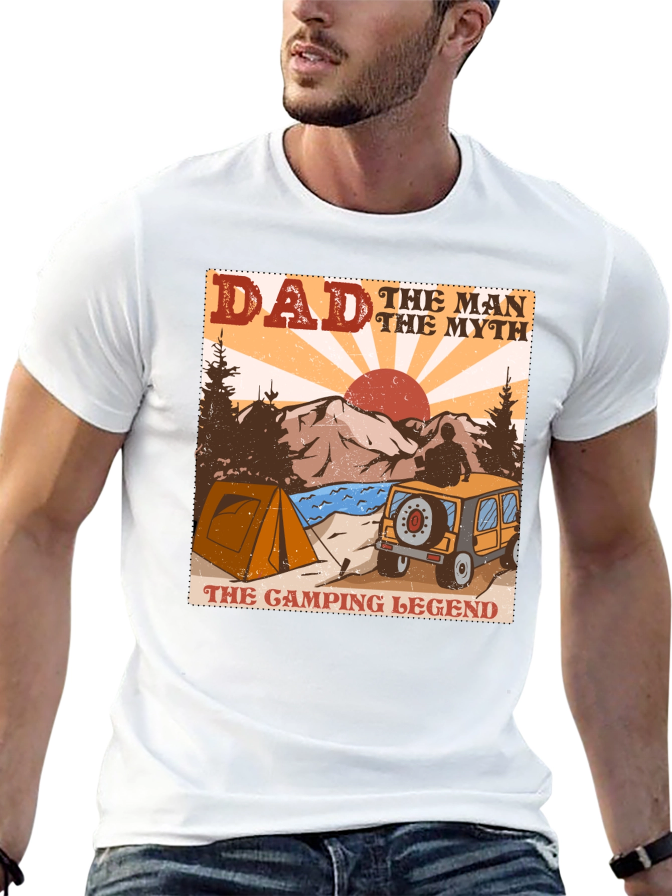 Black Dad Camping Legend Graphic Tee view 13
