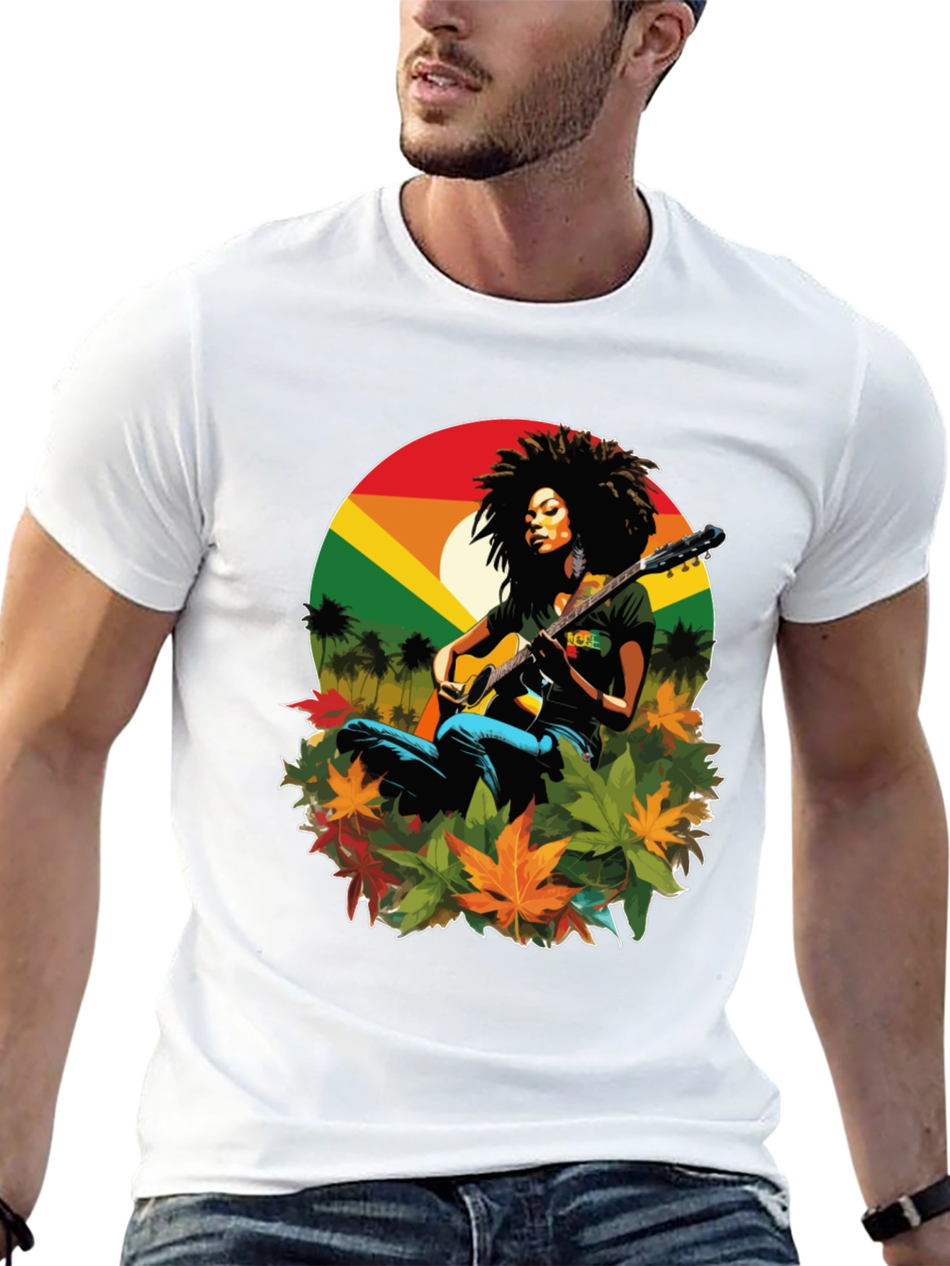 Black Rasta Woman Guitar Graphic Tee view 13