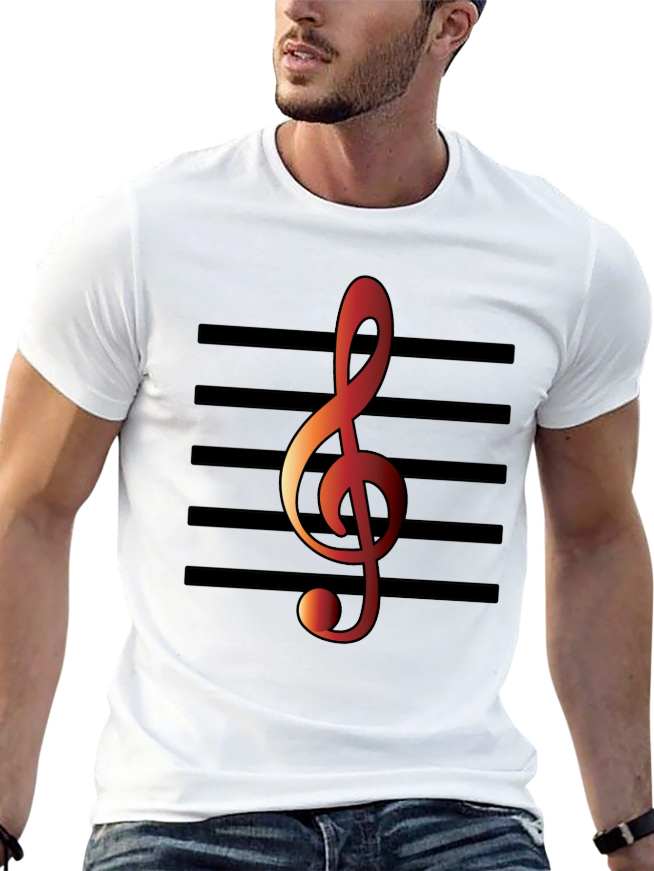 Black Musical Note T-Shirt - Treble Clef Design view 13
