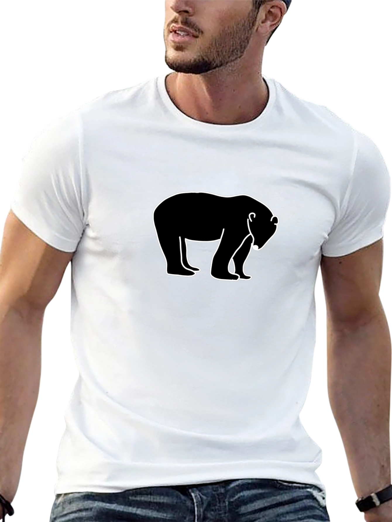 Black Cool Bear Graphic Black T-Shirt view 13