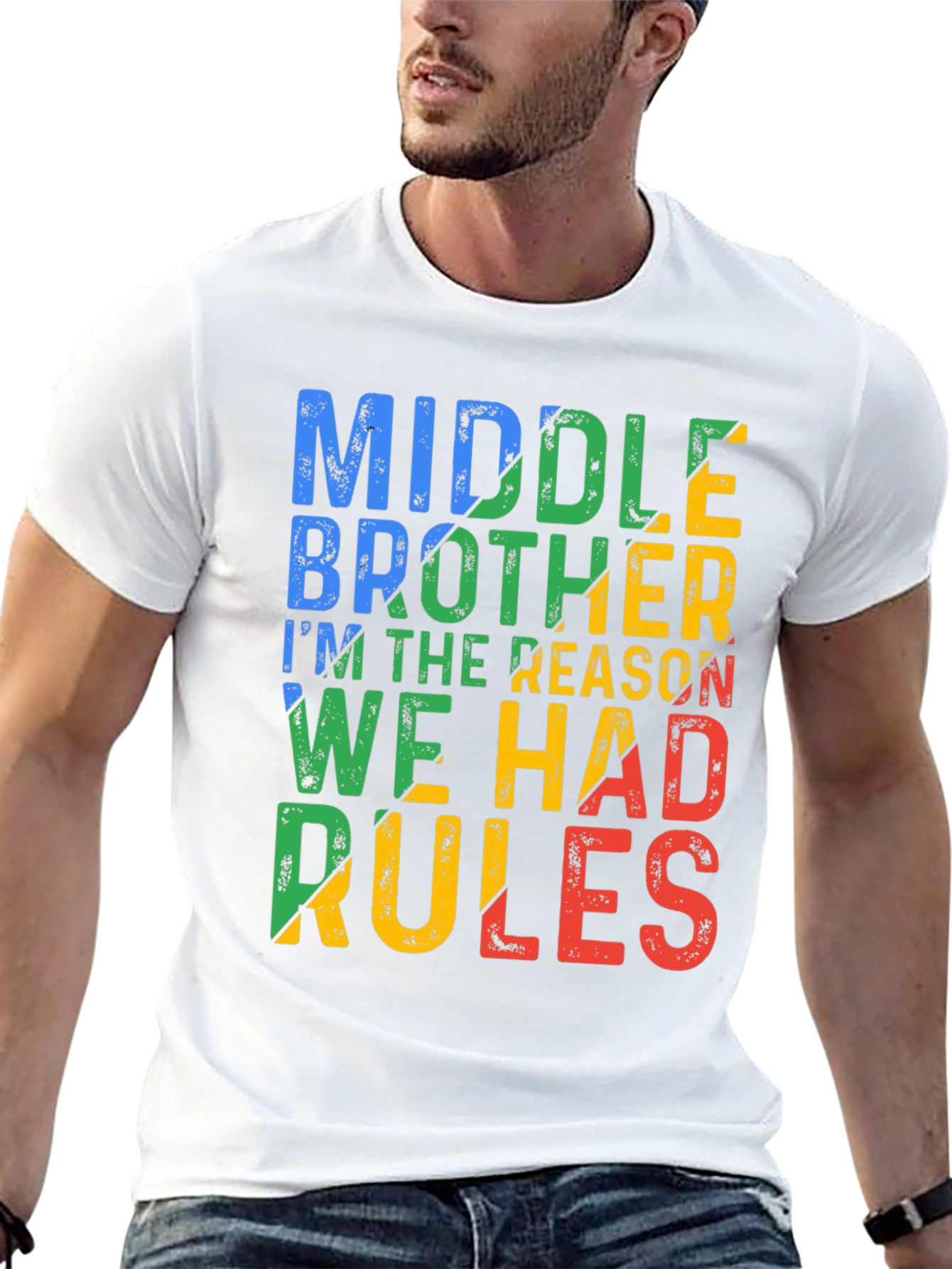 Black Middle Brother T-Shirt: I'm The Reason We Had Rules view 13