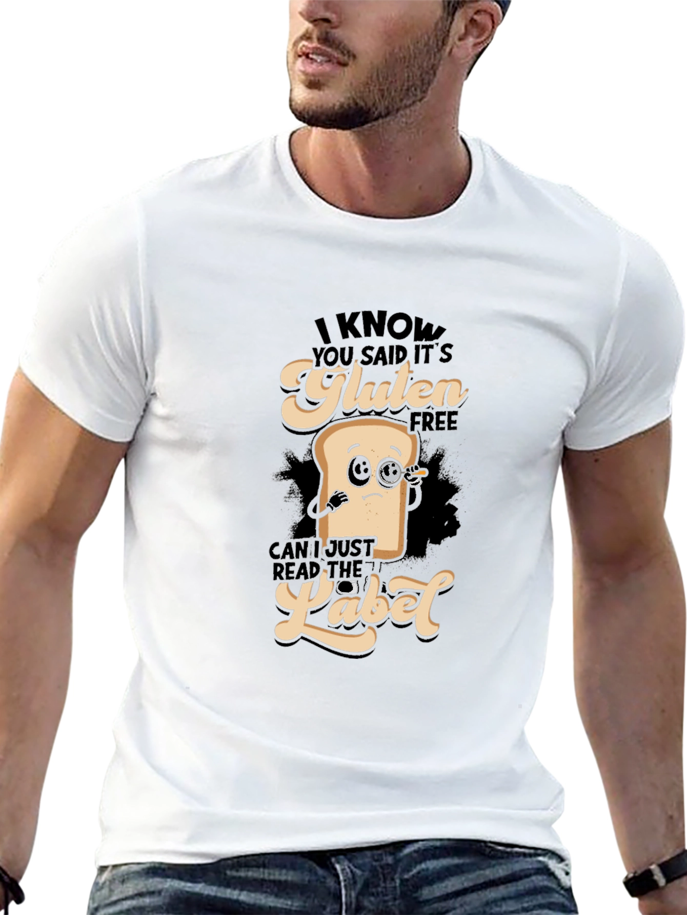 Black Gluten Free T-Shirt - Funny Foodie Tee view 13