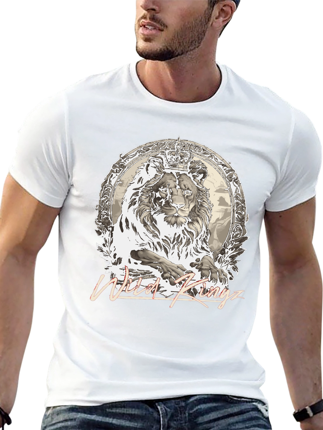 Black Wild Kingz Lion Graphic Tee - Black view 13