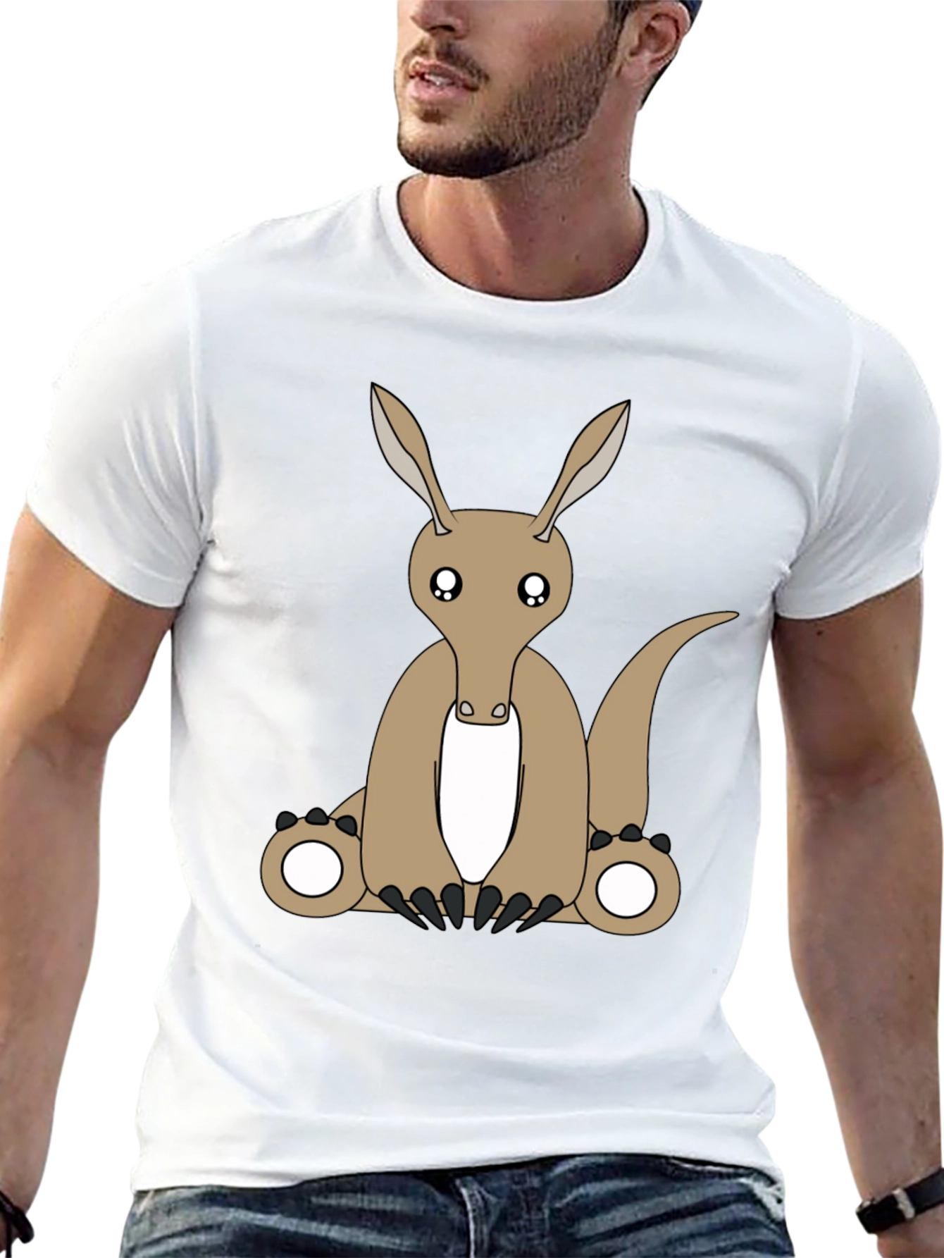 Black Cartoon Aardvark Black T-Shirt view 13